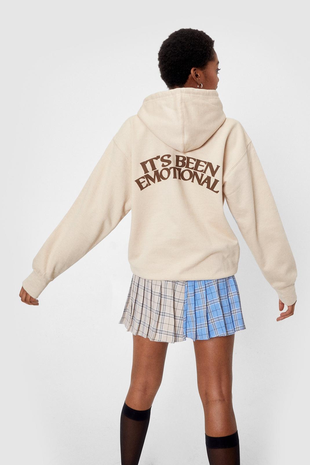 Sand It's Been Emotional Oversized Graphic Back Hoodie image number 1