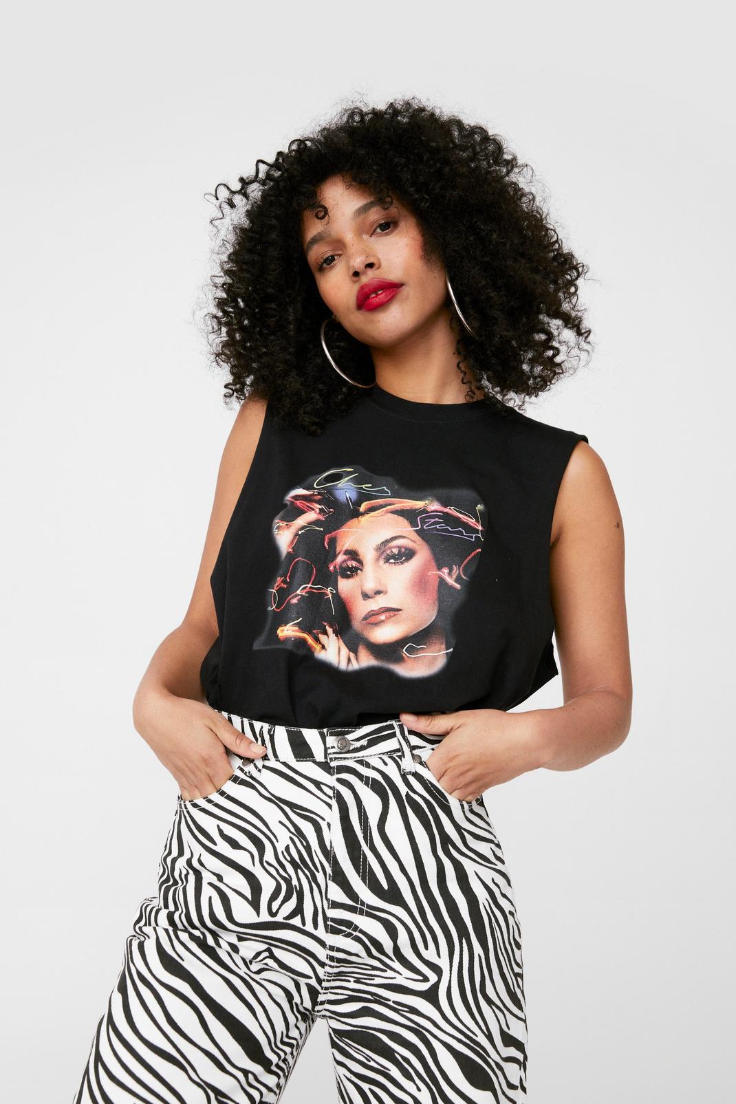T-shirt long sans manches à impressions Cher, Black image number 1