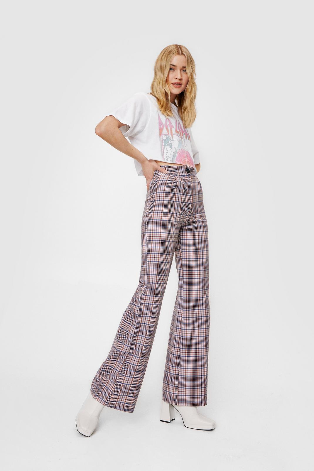 152 Plaid High Waisted Flare Pants image number 2