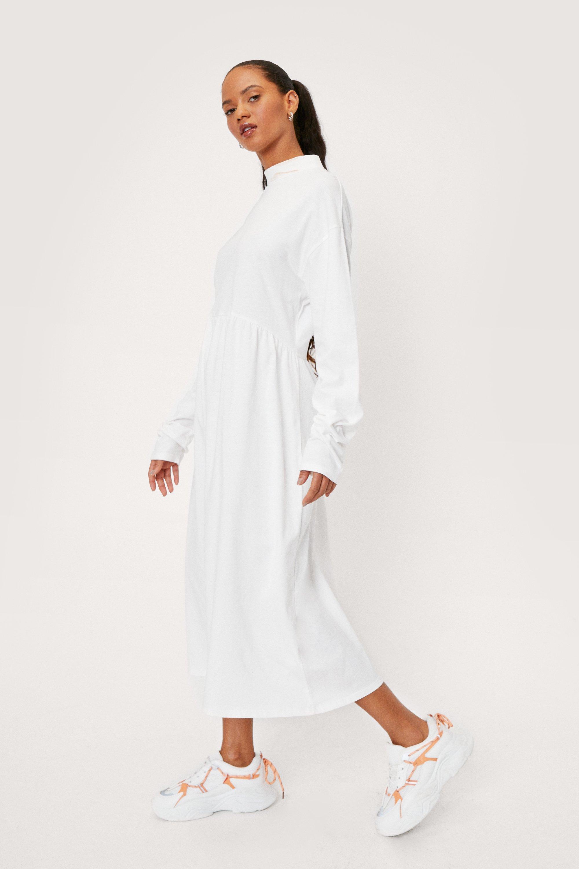 Long sleeve best sale midi smock dress