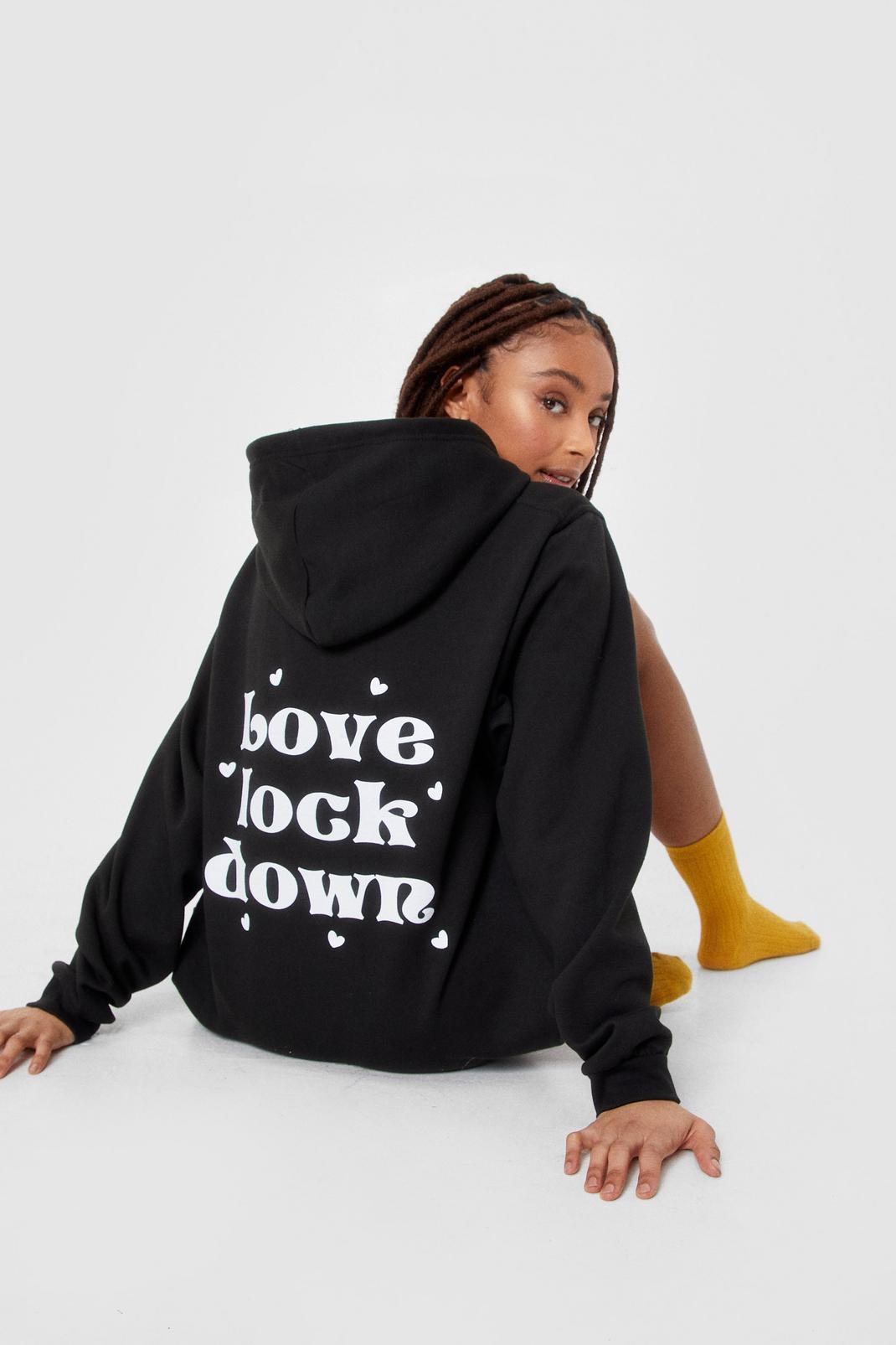 Black Love Lockdown Oversized Graphic Hoodie image number 1