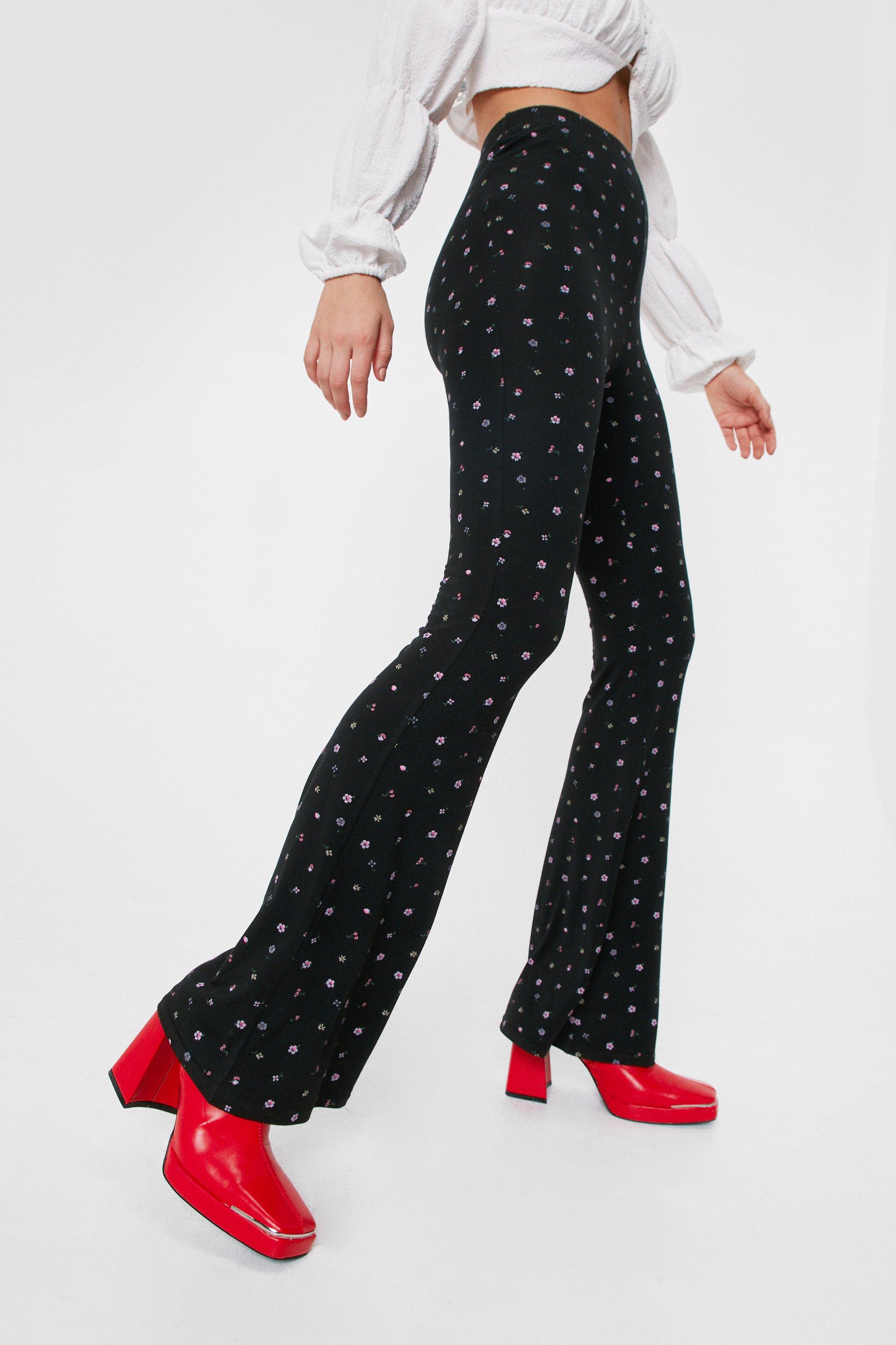 Floral Print Flare Leg Pants