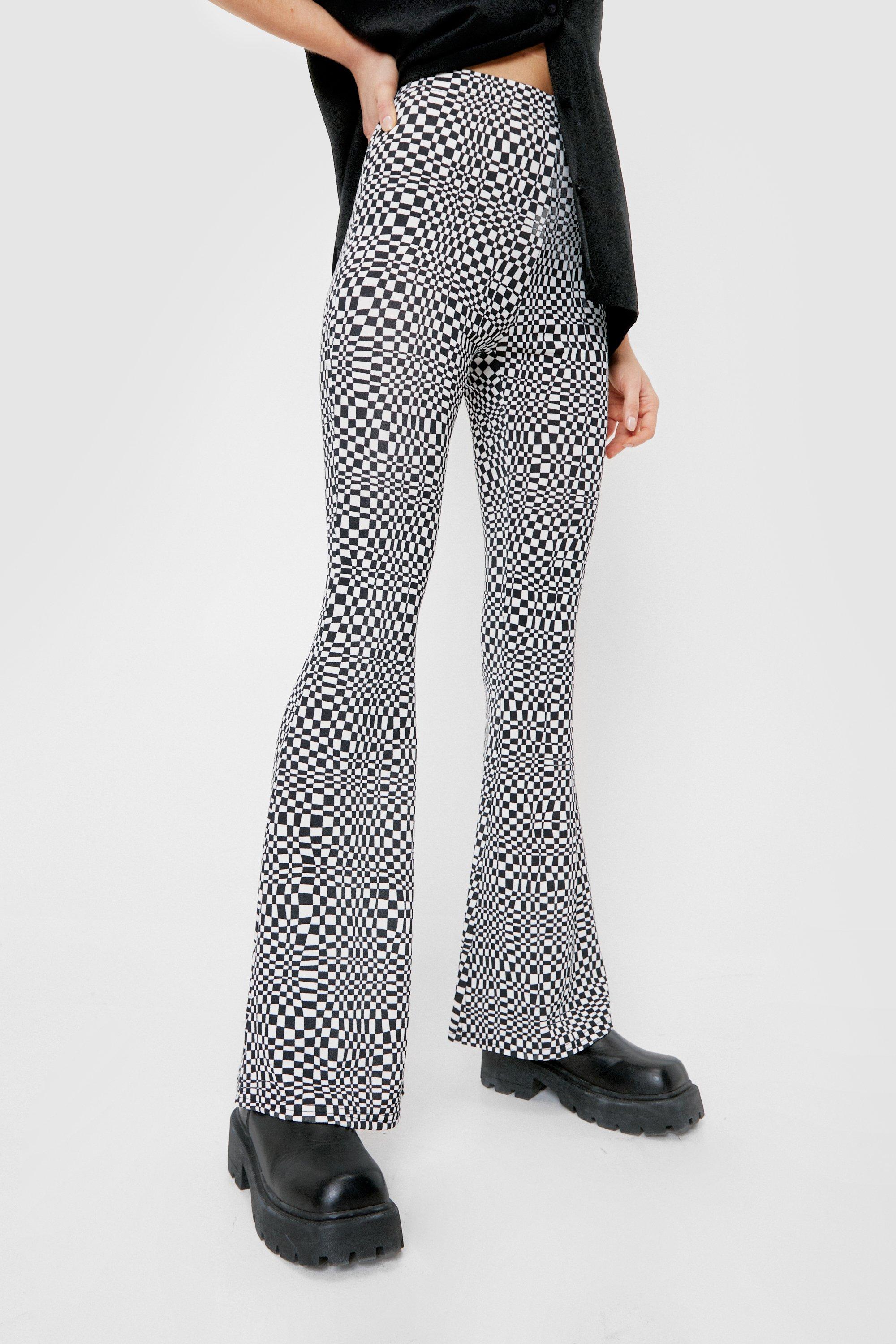 GEOMETRIC PRINT MINI FLARE PANTS - Black / Green