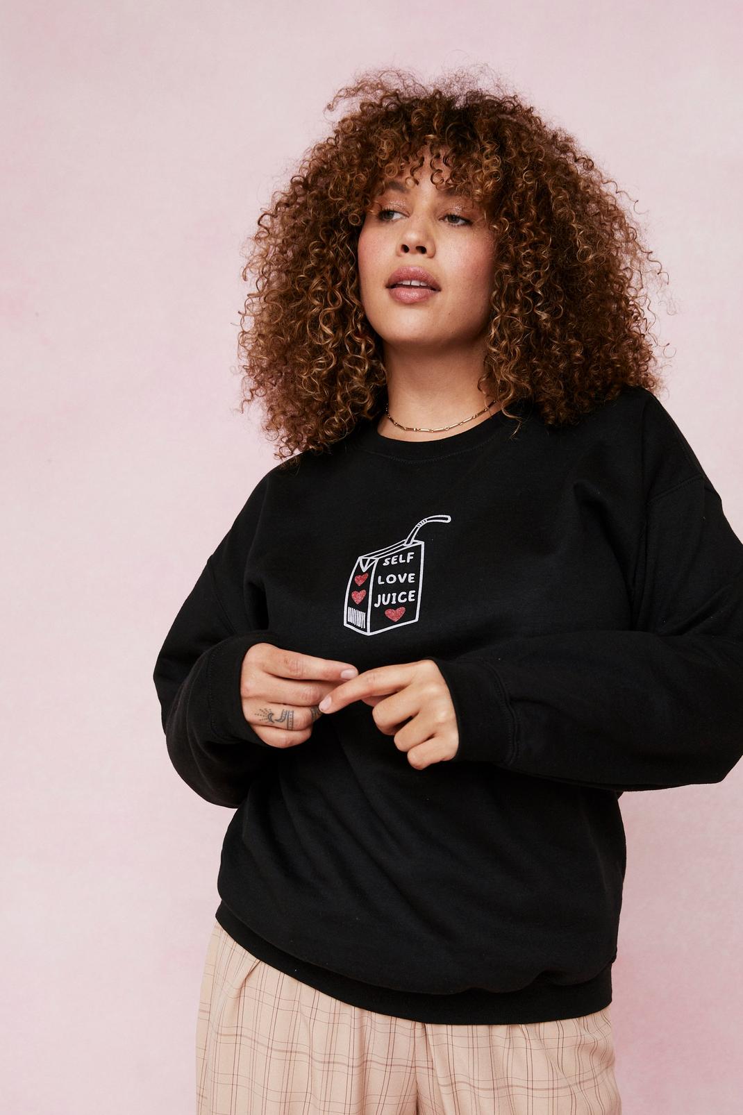 Black Plus Size Self Love Juice Graphic Sweatshirt image number 1