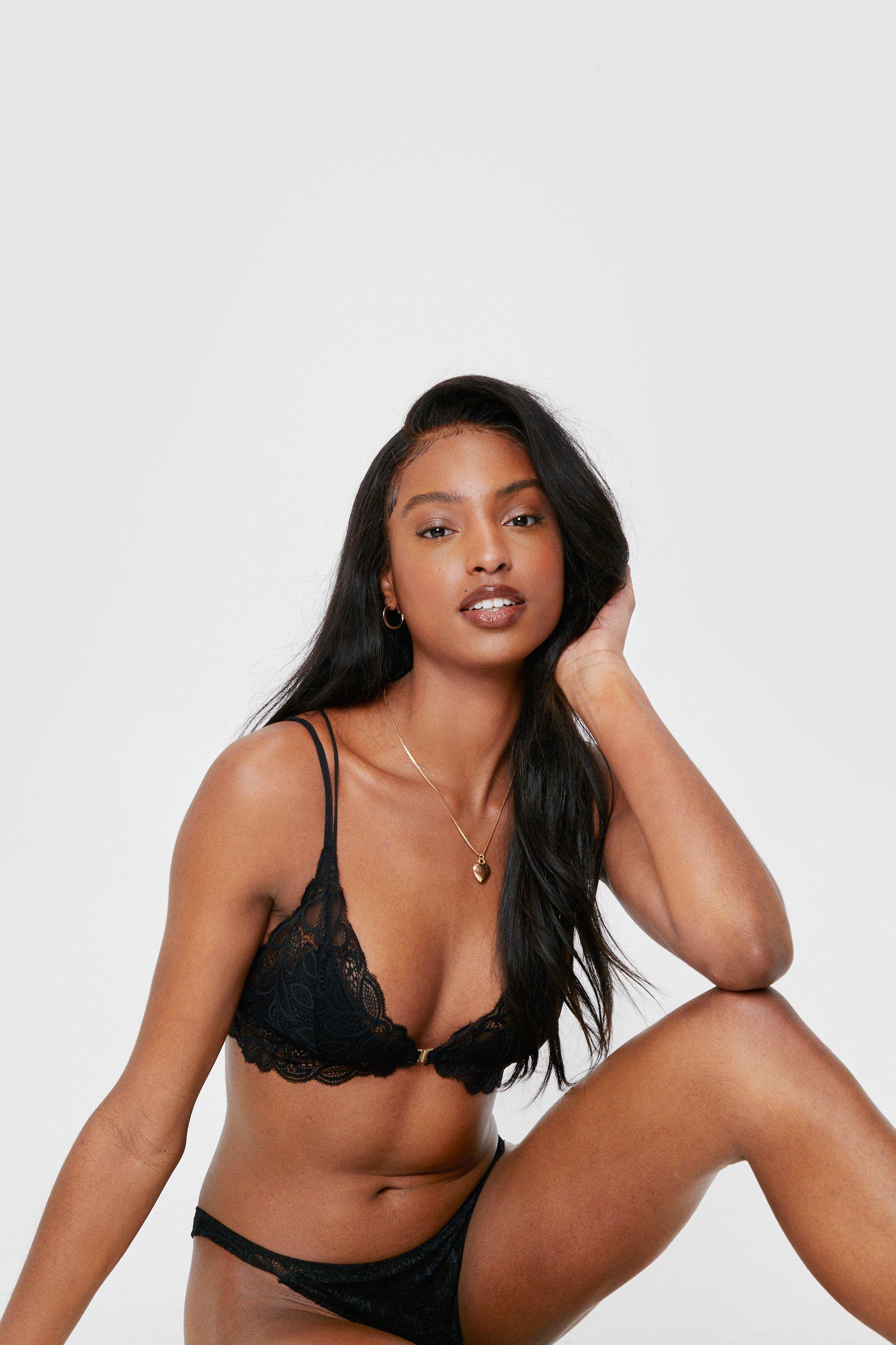 Beautiful Black Strappy Lace Bralette & Panties