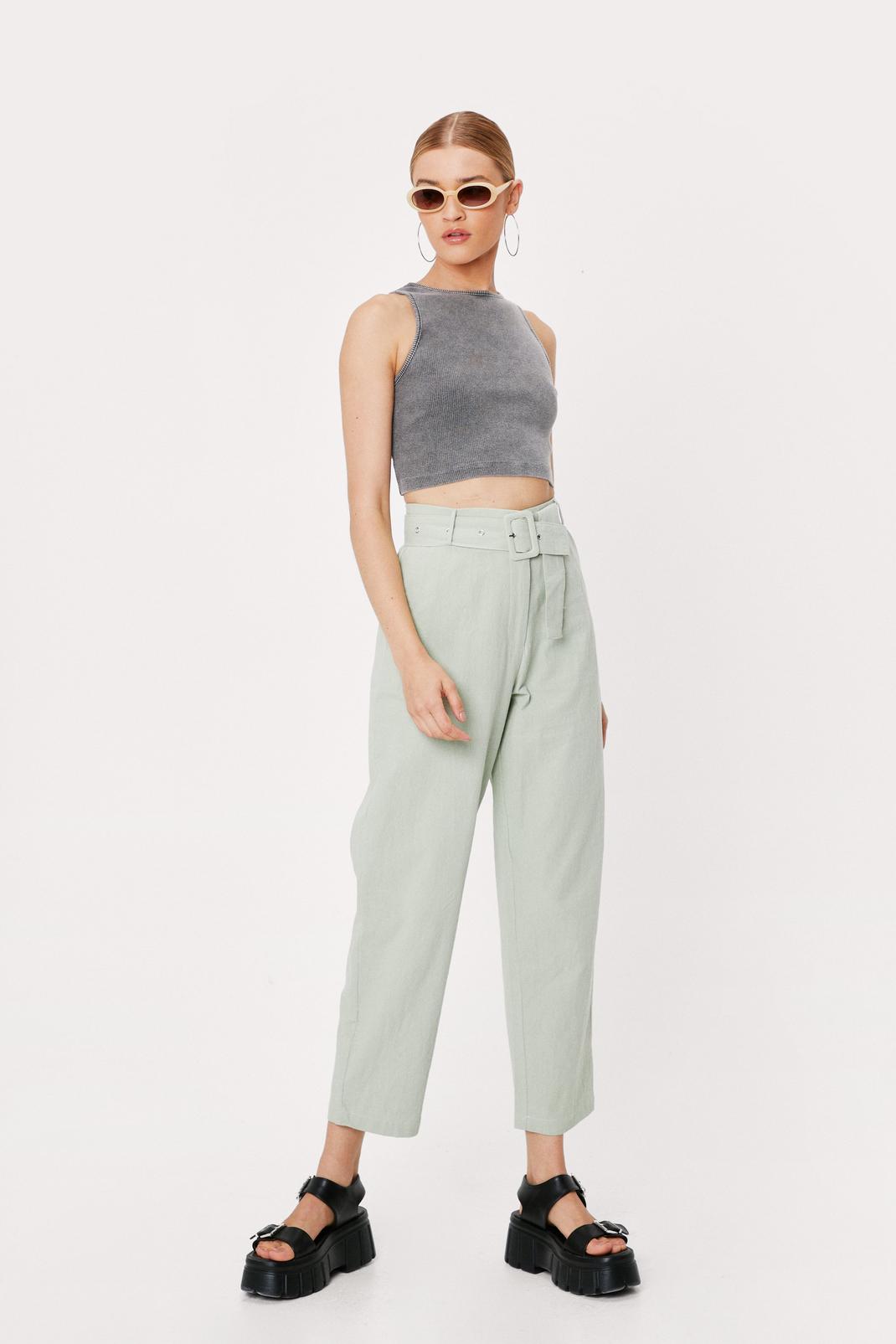 Sage Linen High Waisted Tapered Pants image number 1