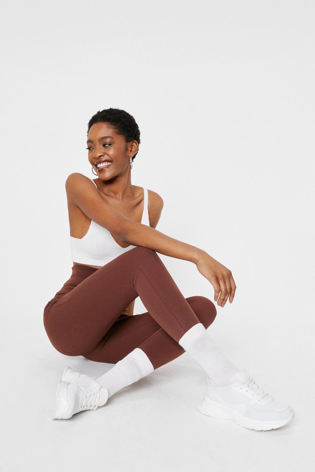 Chocolate High Waisted Stretch Fit Leggings image number 1