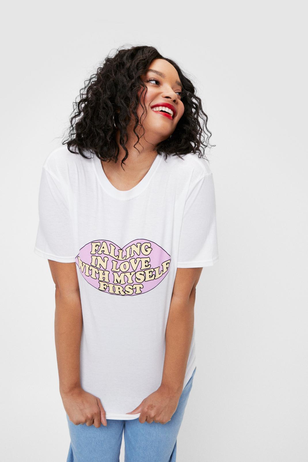 White Falling in Love Plus Size Graphic T-Shirt image number 1