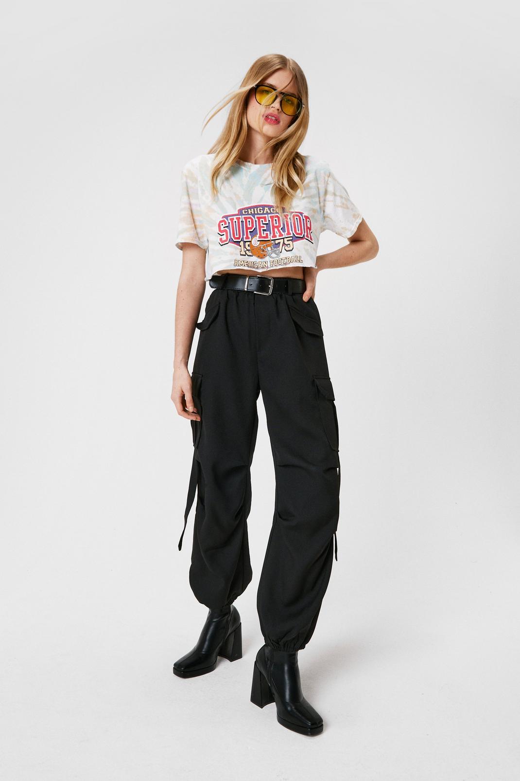 Black High Waisted Utility Pants image number 1