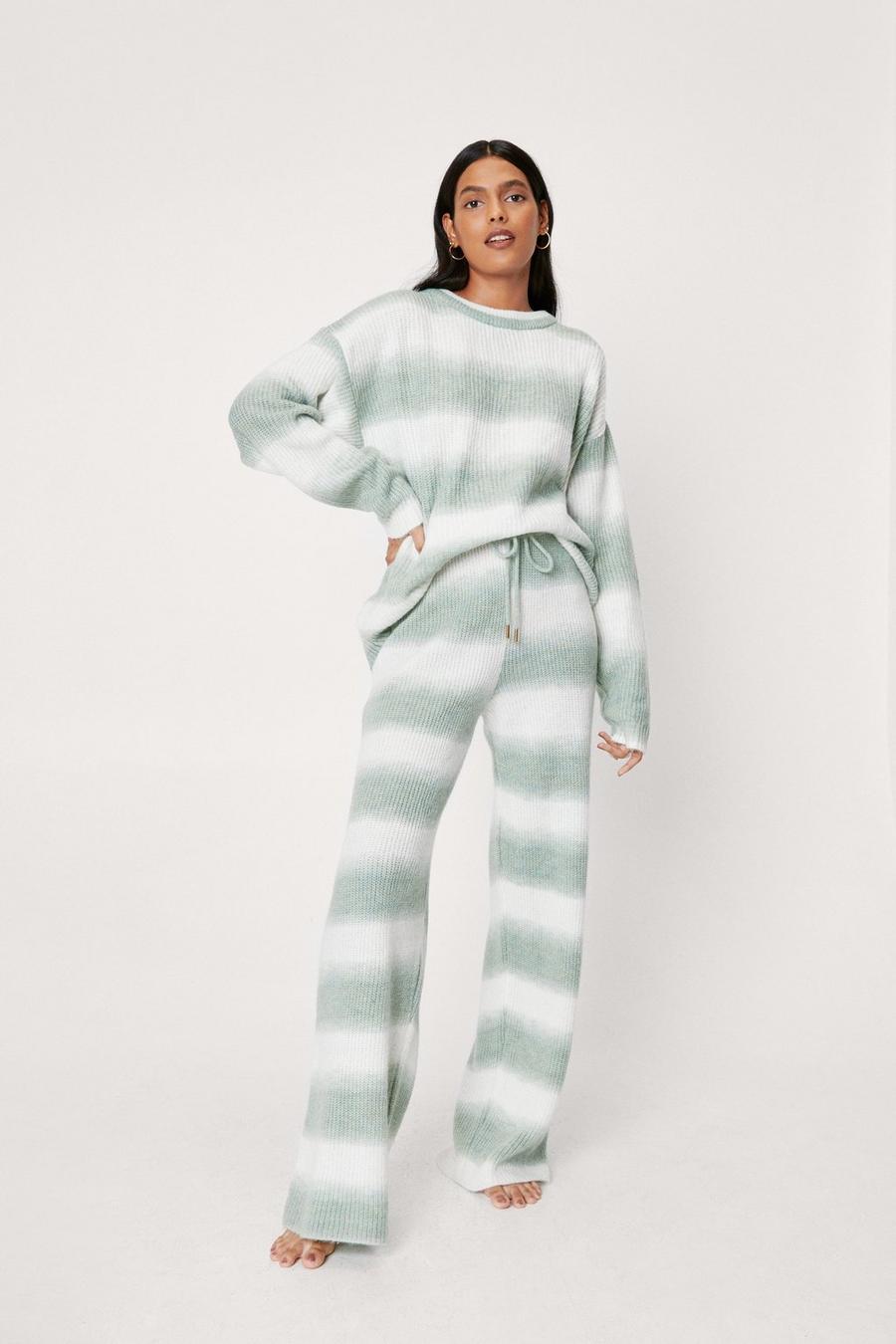 Ombre Knitted Wide Leg Trousers Lounge Set