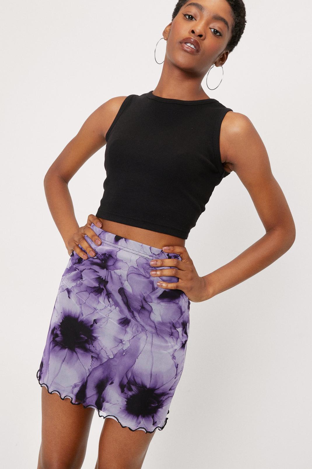 Lilac Tie Dye Mesh Mini Skirt image number 1