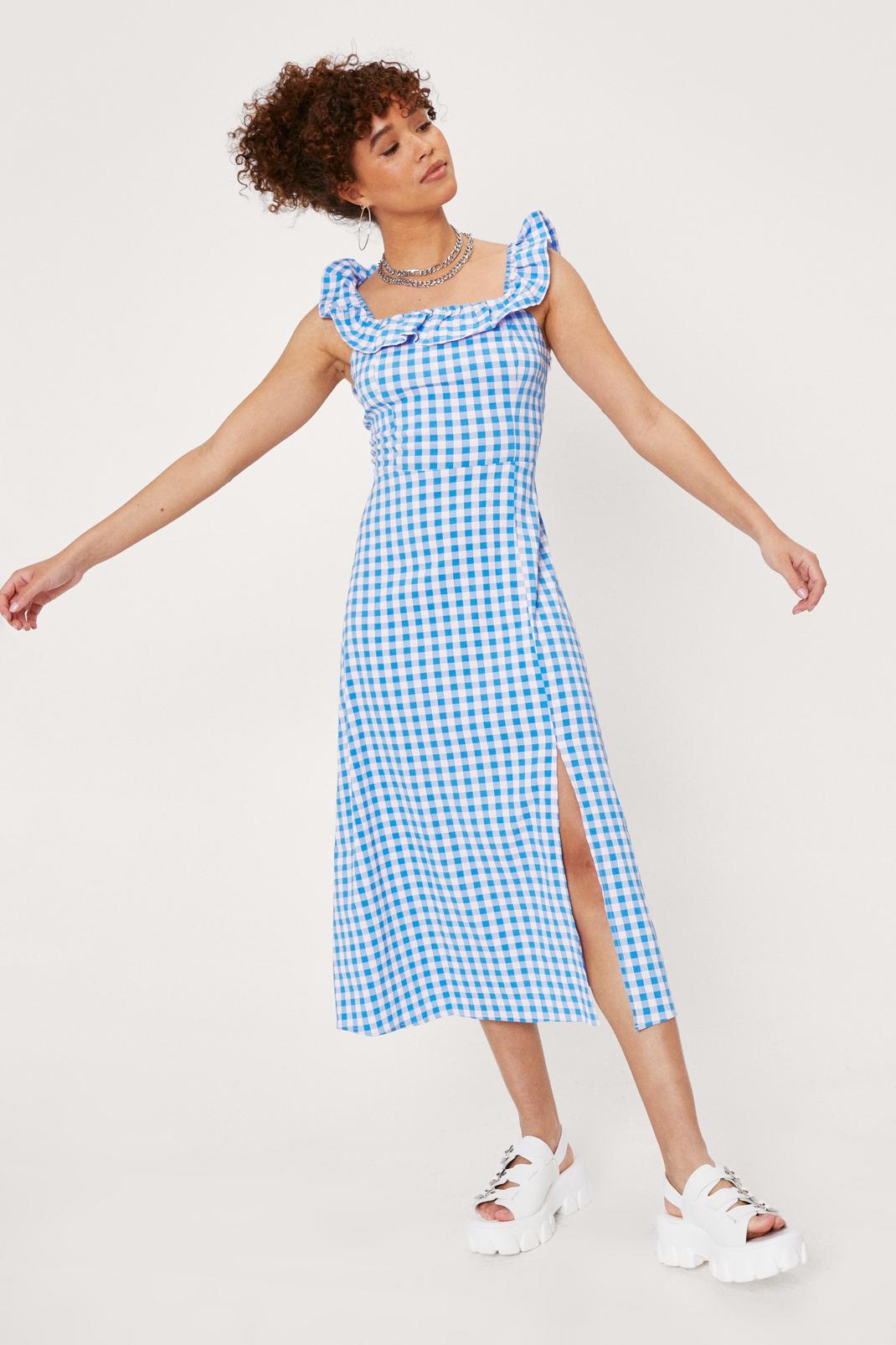gingham midi dress new look