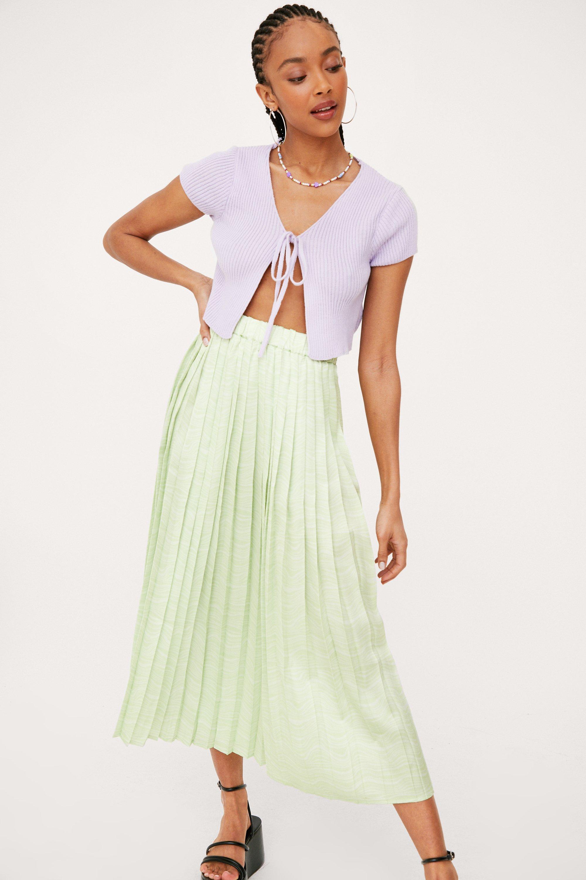 Satin high clearance waisted pleated skirt