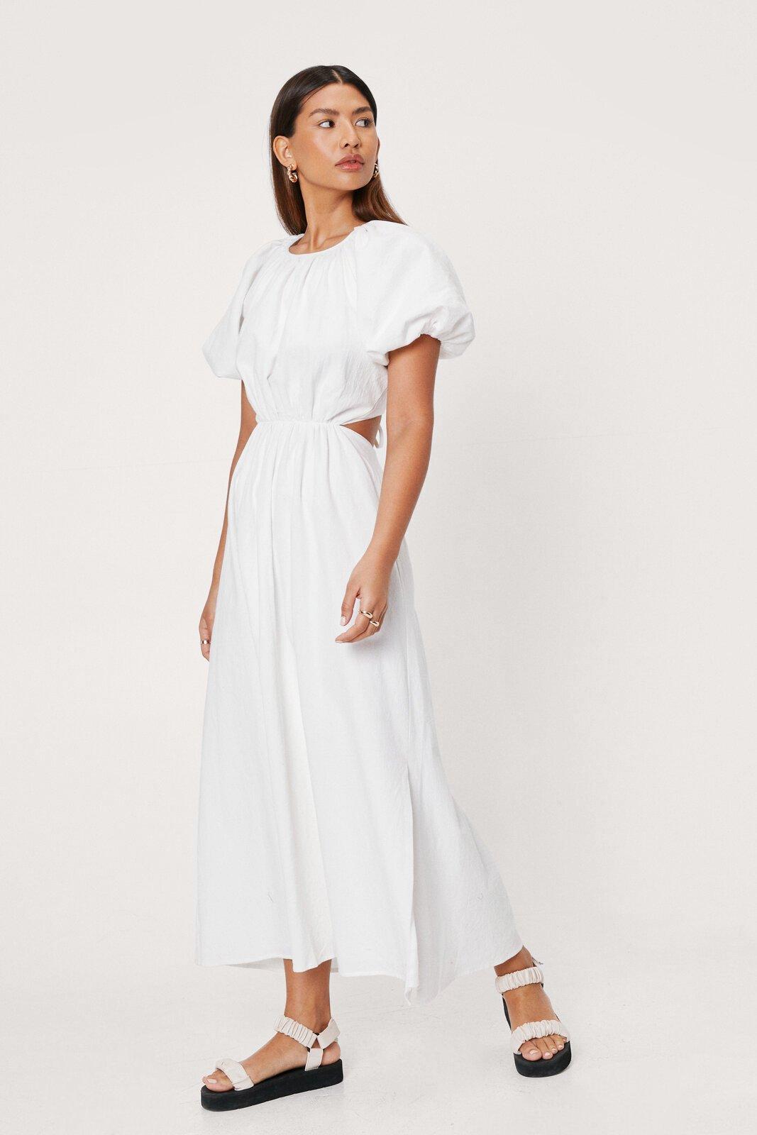 nasty gal white linen dress