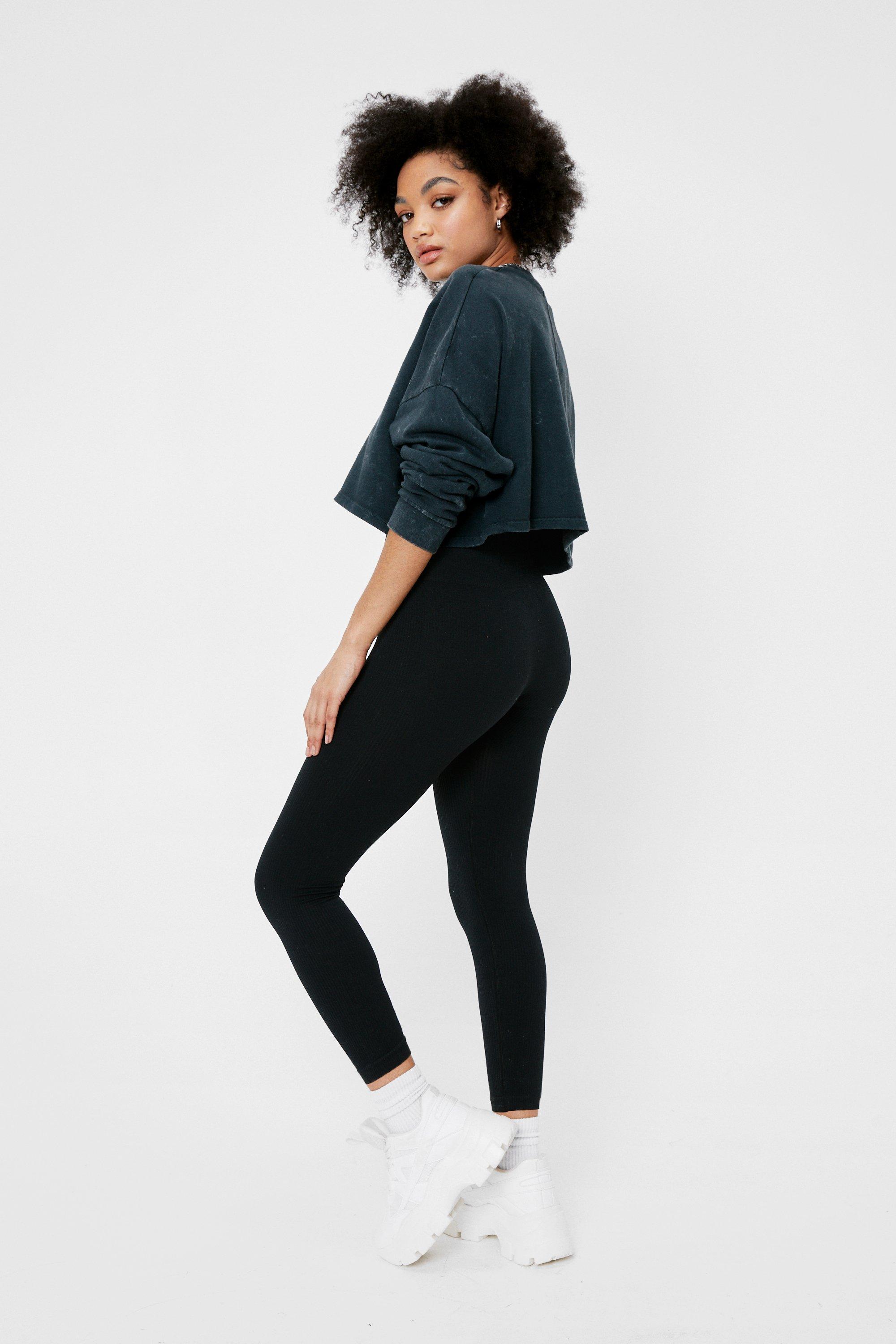 RIBBED SEAMLESS HIGH WAISTED FULL LENGTH LEGGINGS