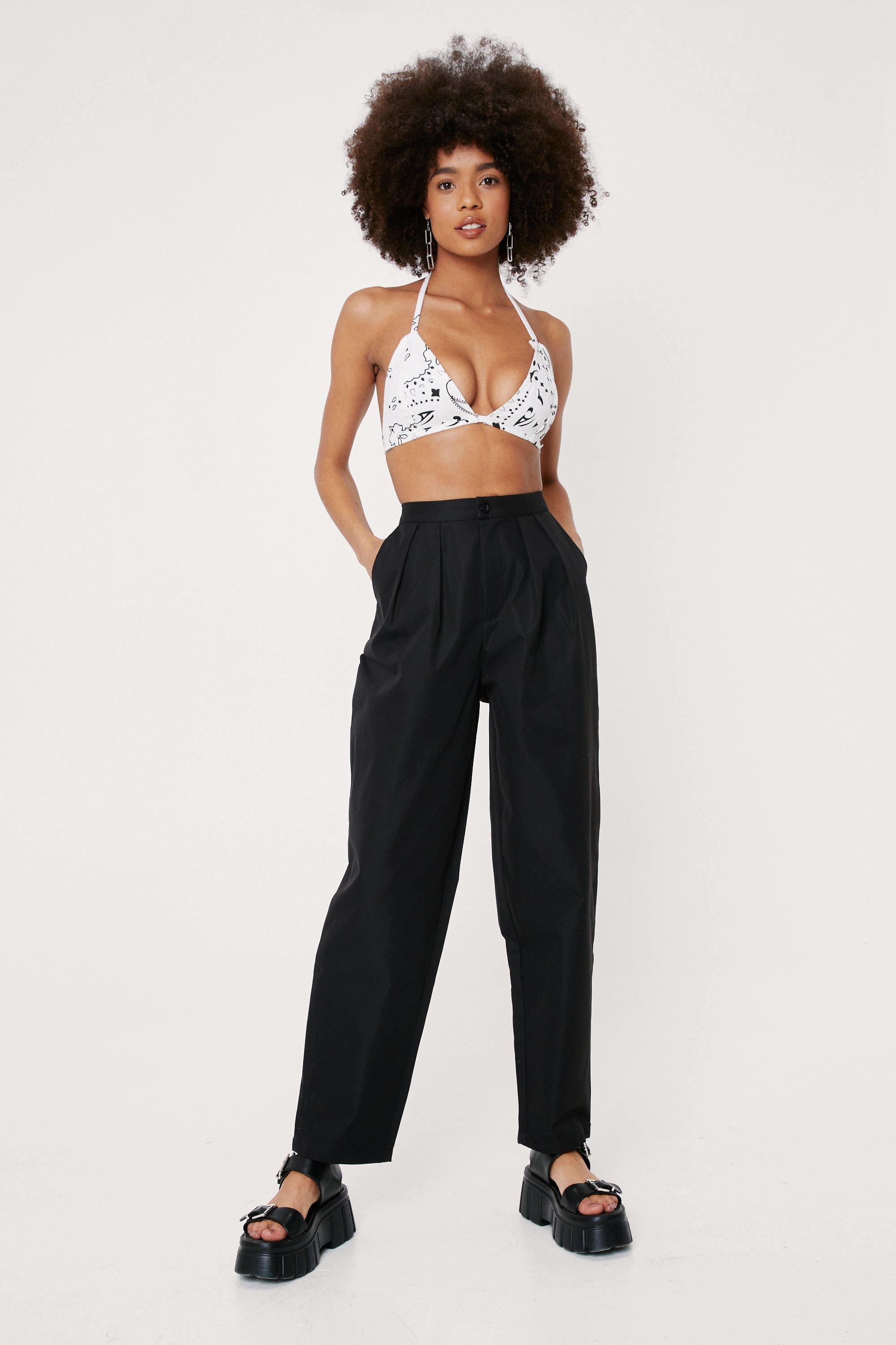 High-waist straight trousers