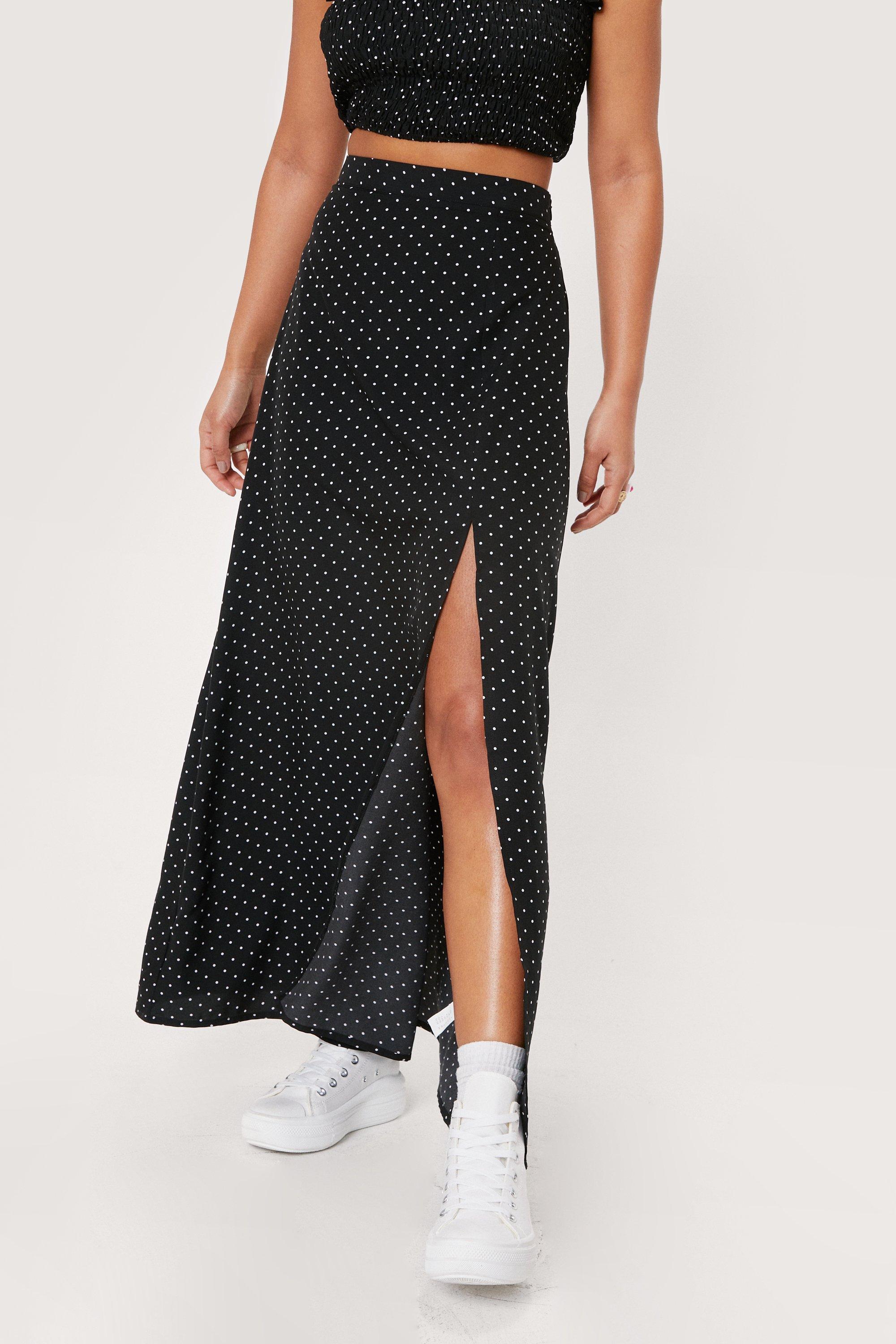 polka dot split skirt