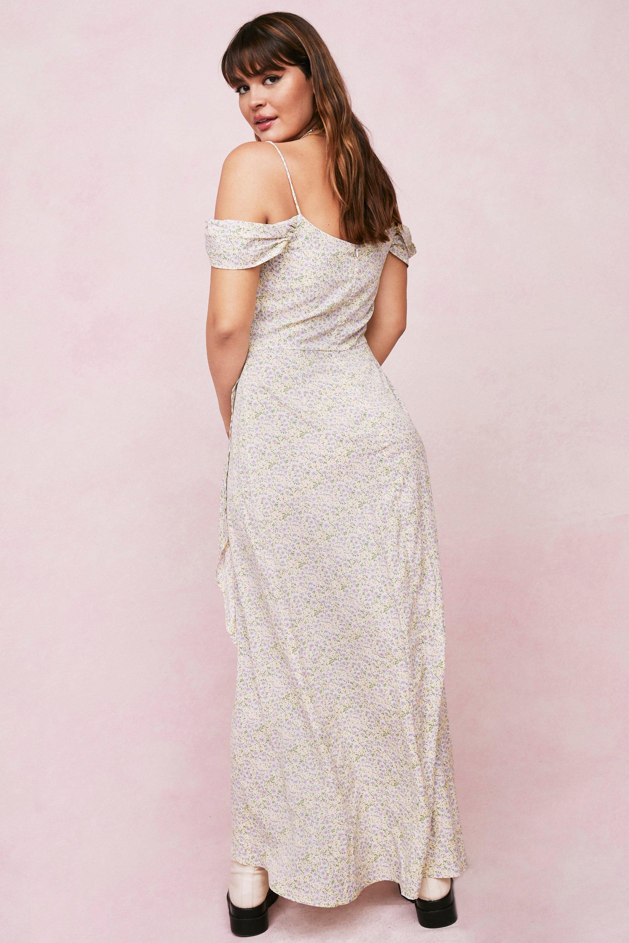 Plus size cold on sale shoulder maxi dress