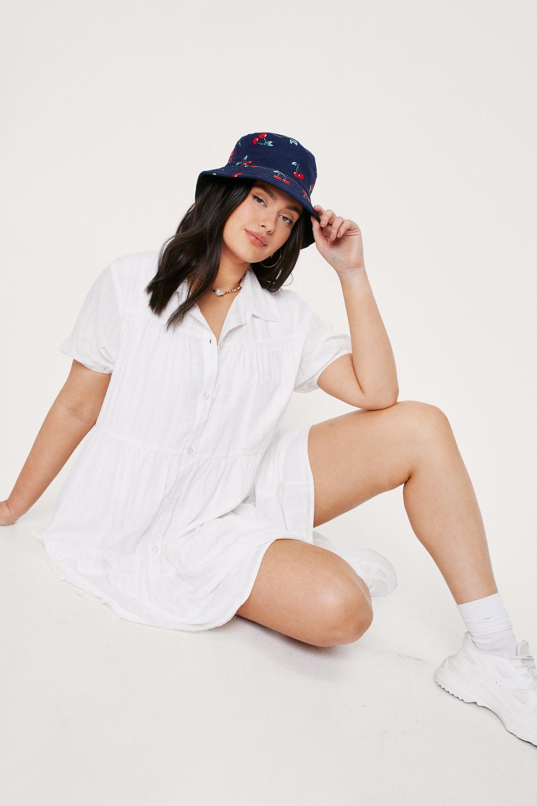 White Plus Size Button Down Short Sleeve Mini Dress image number 1