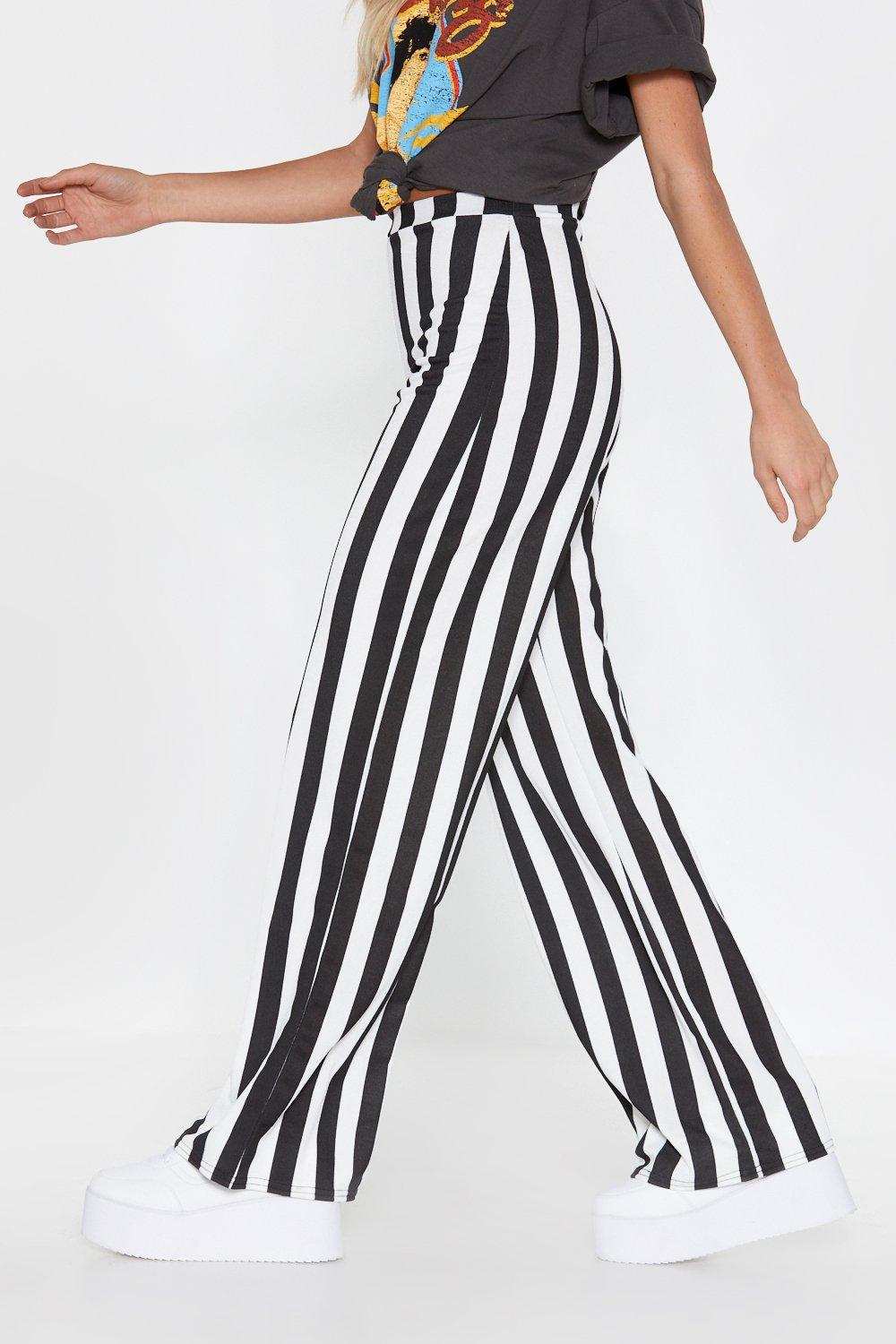 Black striped hot sale high waisted pants