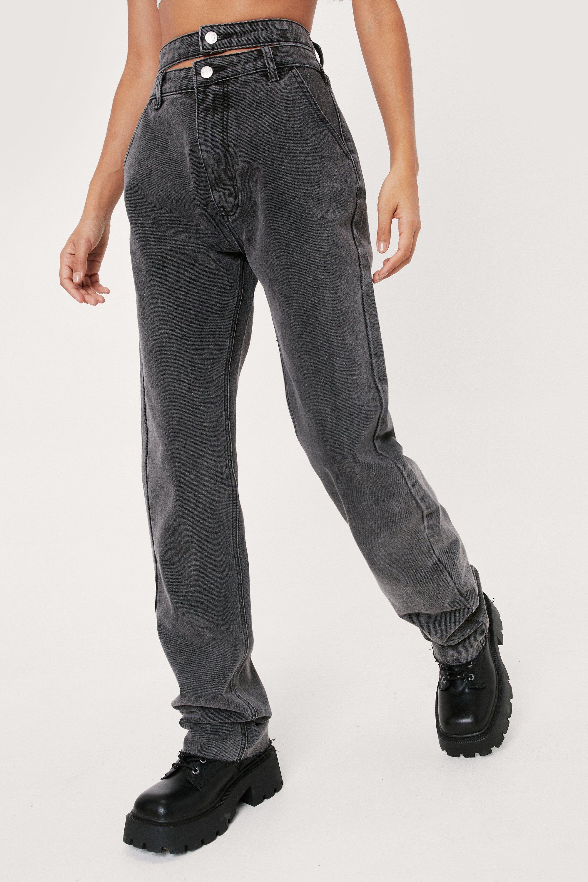 Petite Asymmetric Waist Detail Skinny Jeans