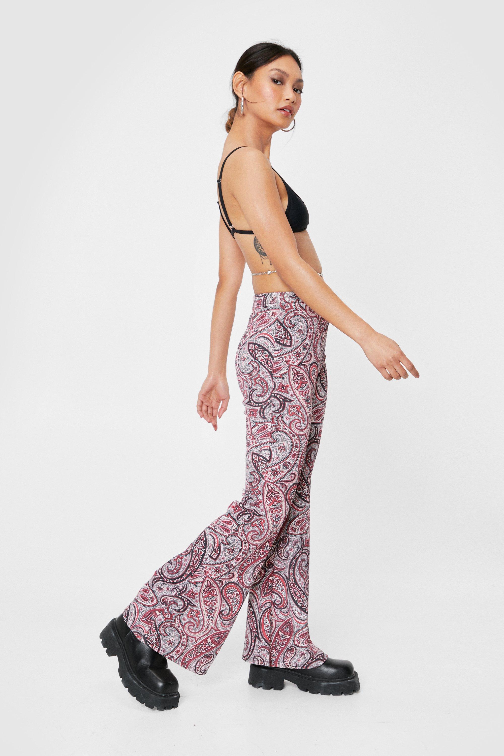 Urban Threads kick flare pants in 70s swirl print (part of a set