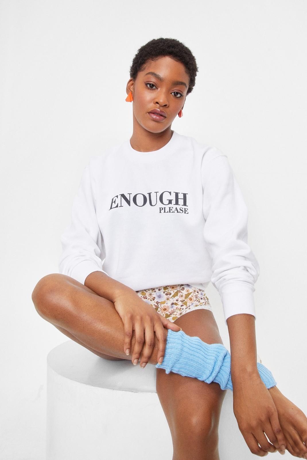 White Enough Please Relaxed Graphic Sweatshirt image number 1