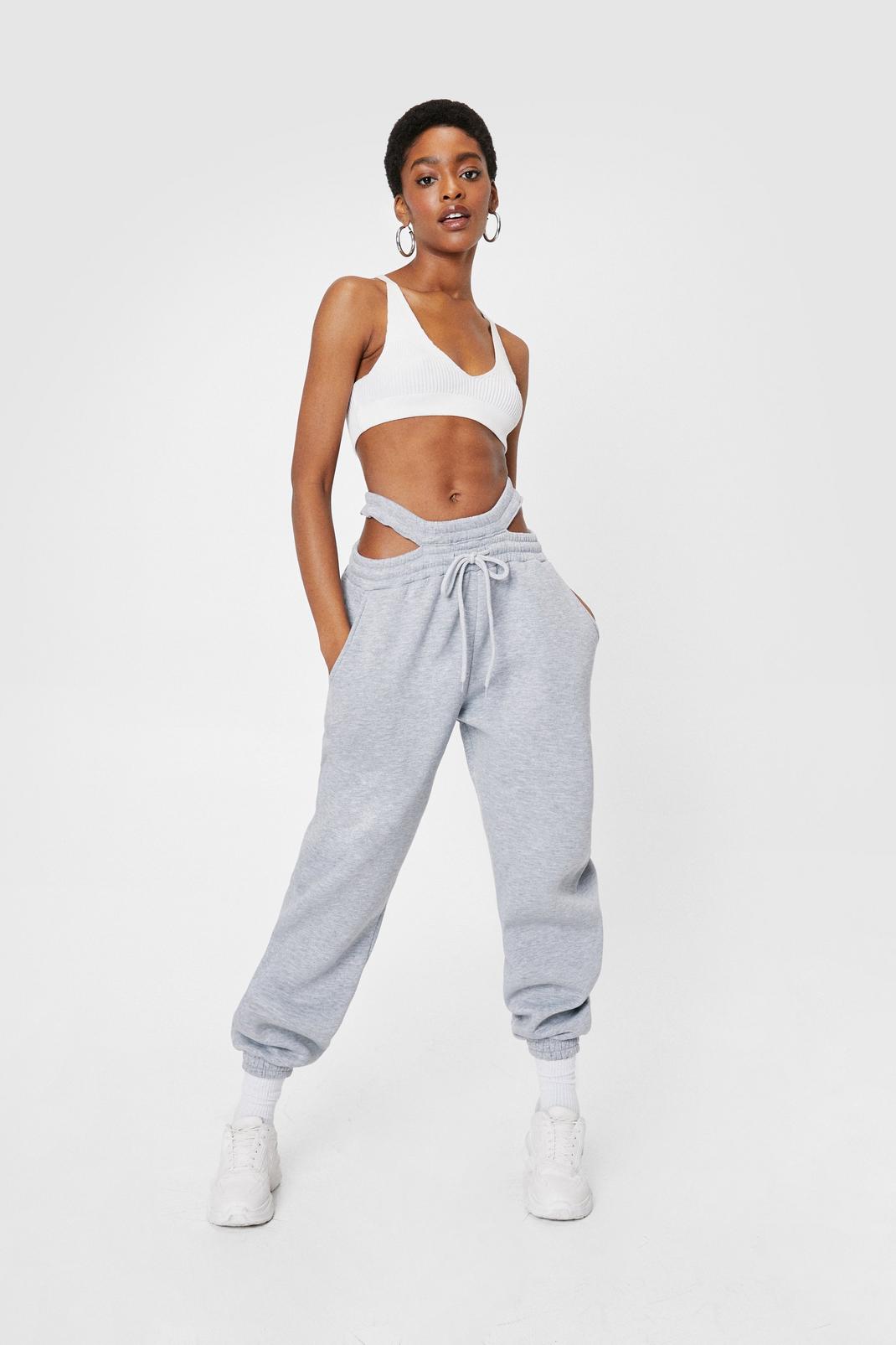 Grey Cut Out Waist Oversized Joggers image number 1