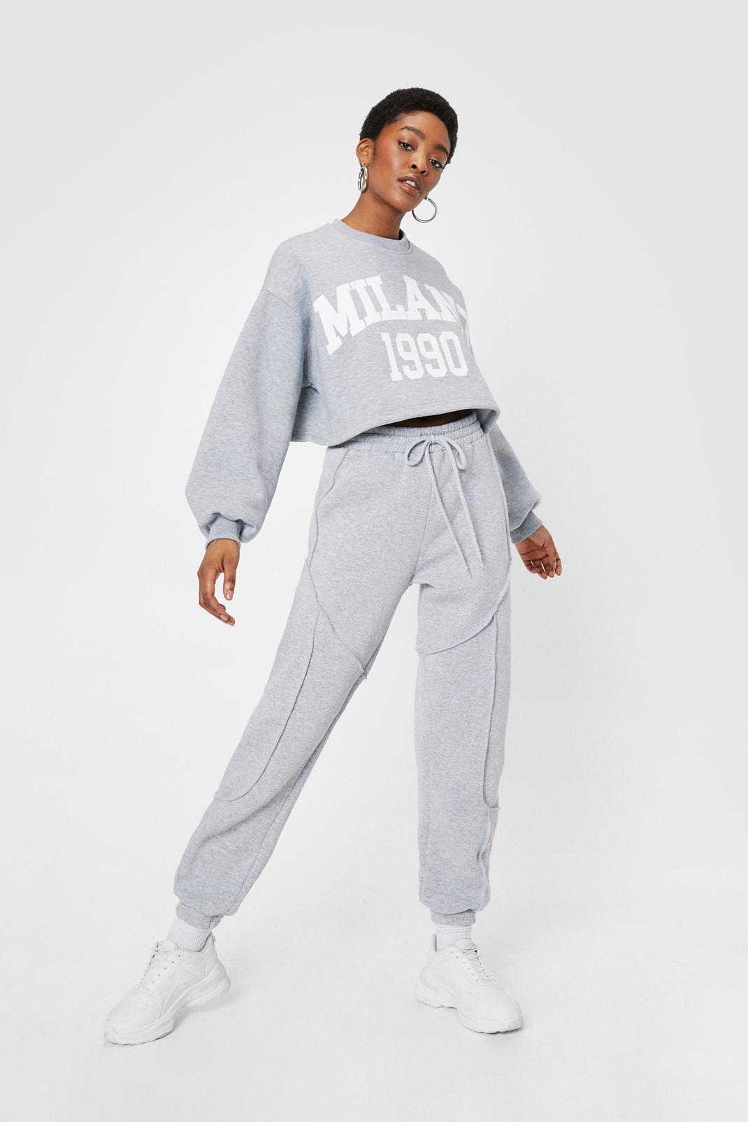 Grey Exposed Seam High Waisted Joggers image number 1