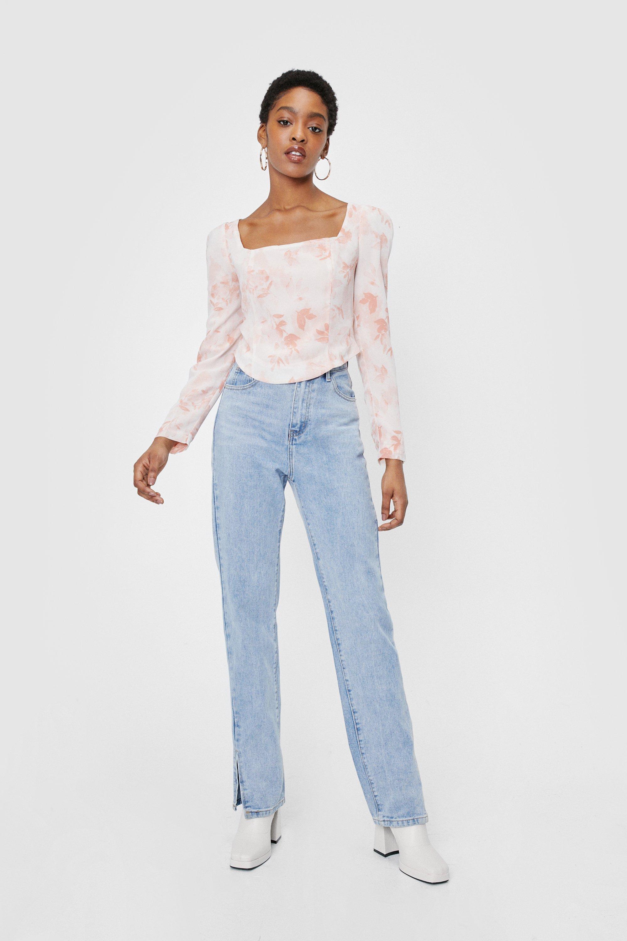 Blouse effet corset a col carre et imprime fleuri Fleurement love de moi Nasty Gal