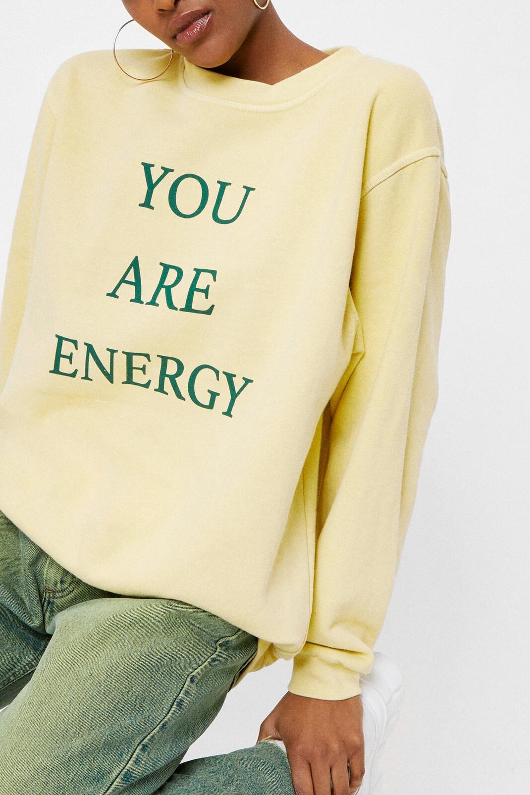Sweat ample à impressions You Are Energy, Lemon image number 1