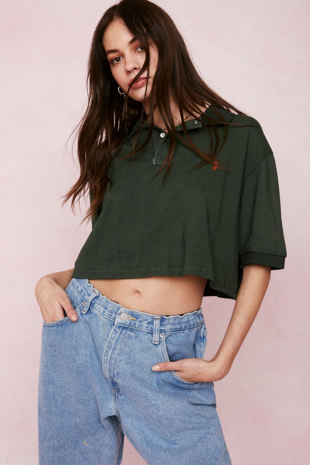 Vintage - Crop top oversize style polo, Green image number 1