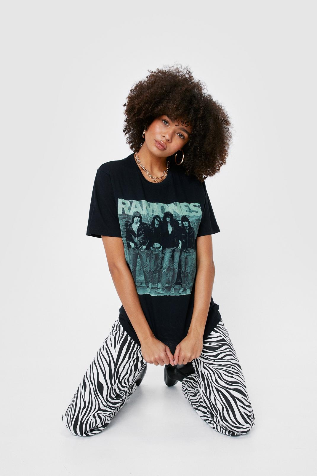Black Ramones Graphic Band T-Shirt image number 1