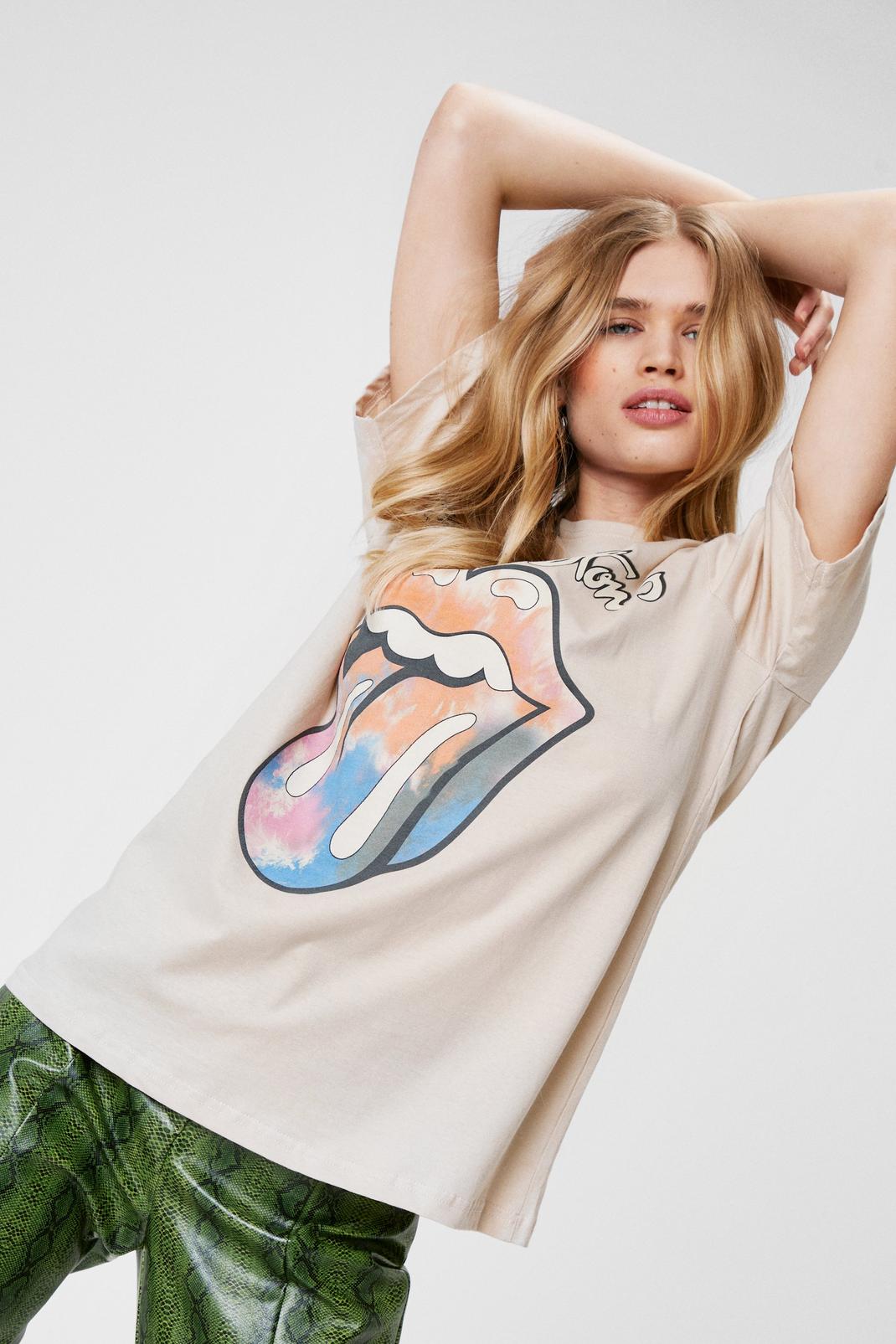 Sand The Rolling Stones Tie Dye Graphic T-Shirt image number 1