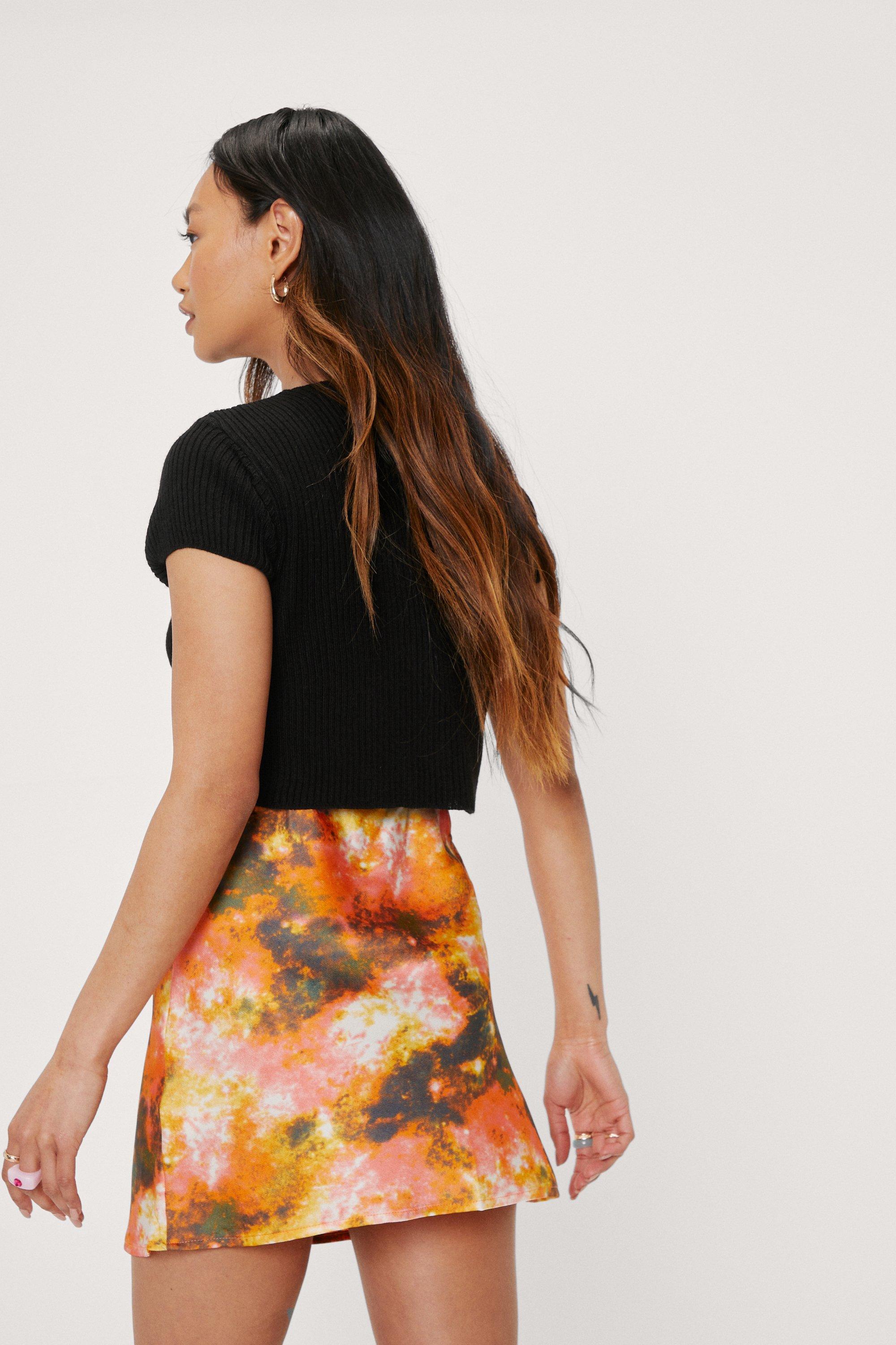 Petite Tie Dye Bias Cut Mini Skirt Nasty Gal