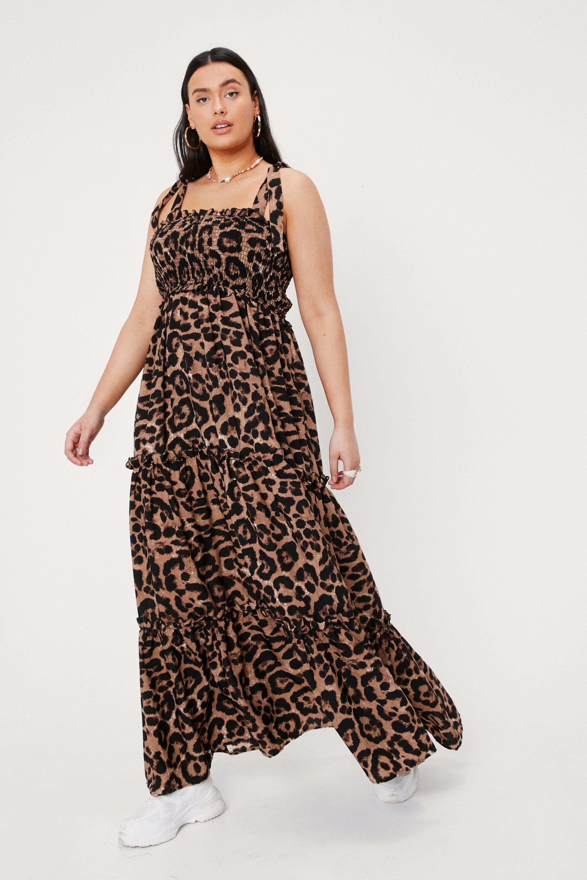 Plus size animal 2025 print maxi dress