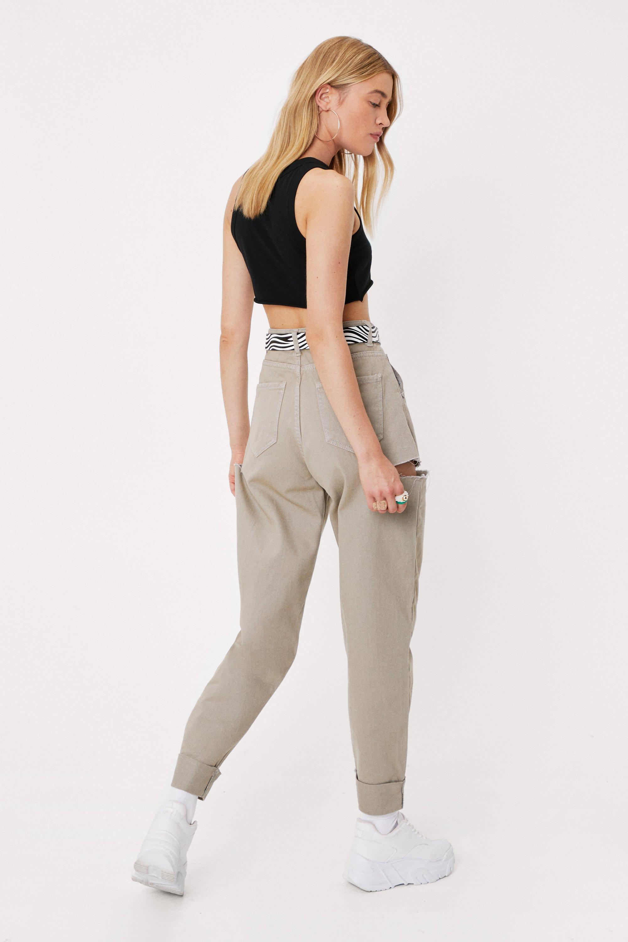 Bershka pleat top slouchy pants in camel