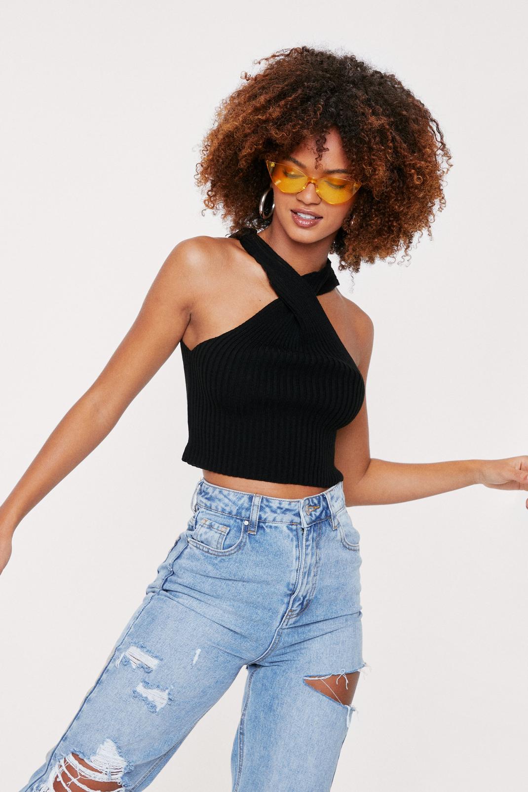 overstroming Madison chaos Ribbed Knit Halter Crop Top | Nasty Gal