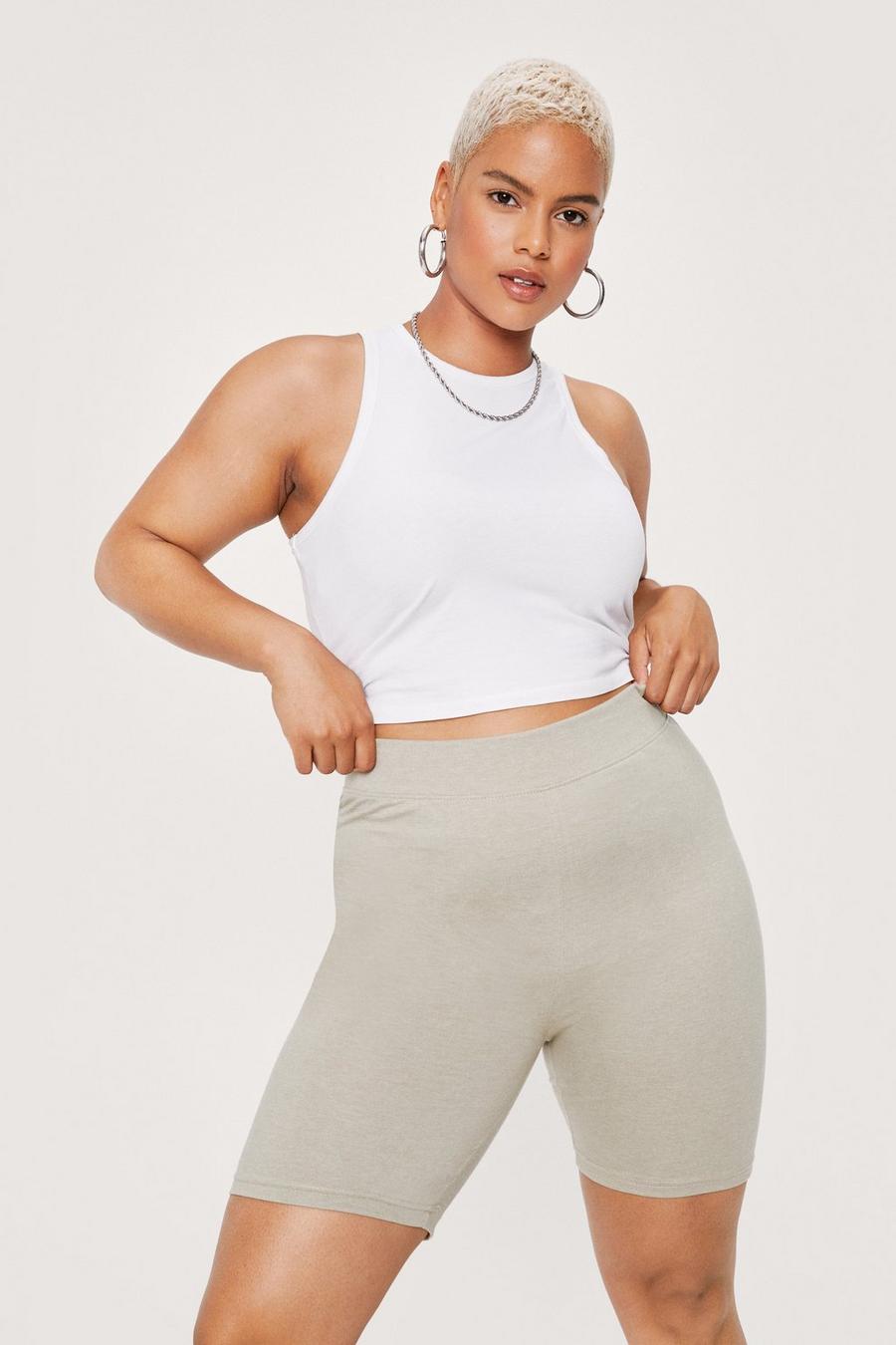 Plus Size High Waisted Fitted Biker Shorts