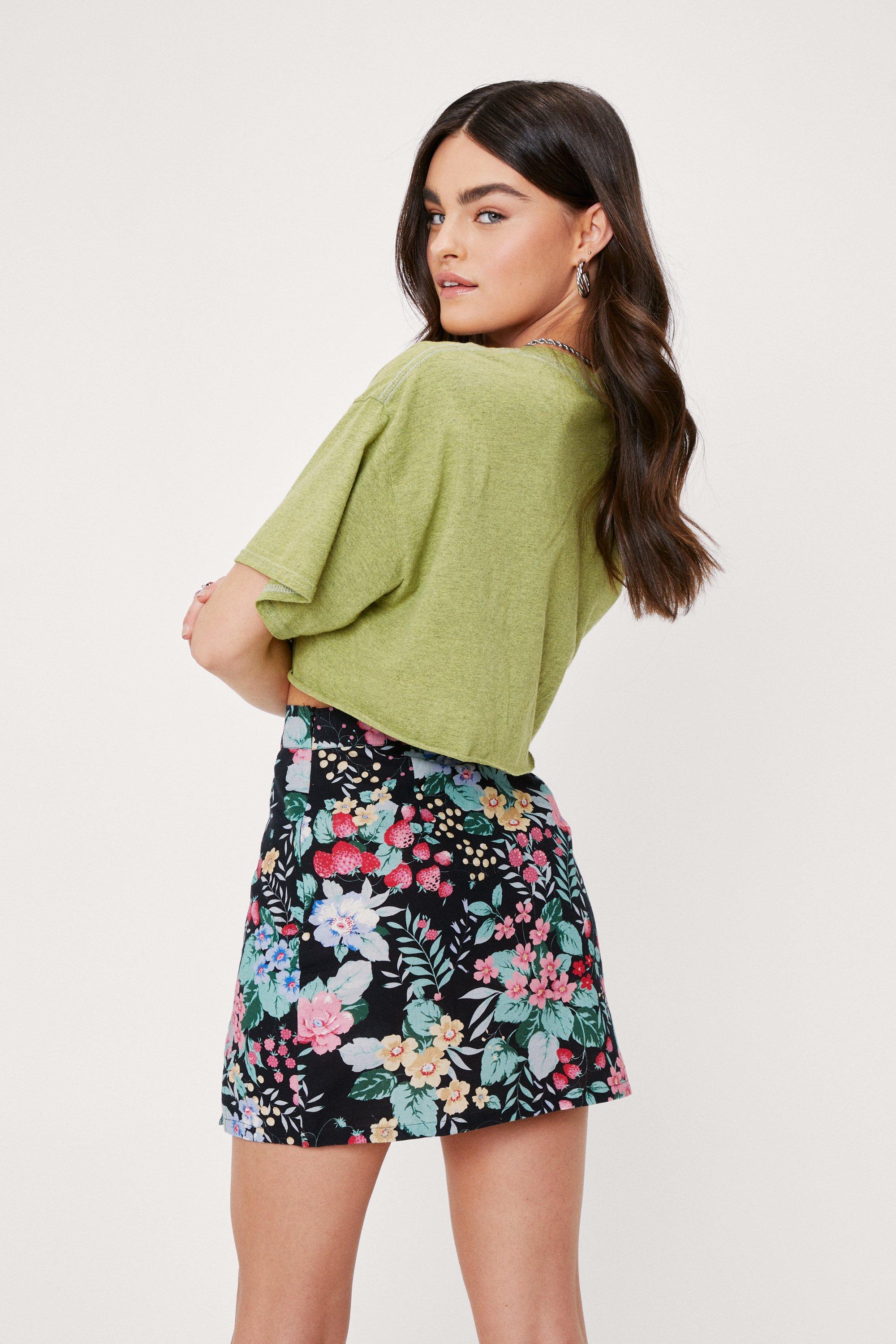 Floral hem outlet mini skirt