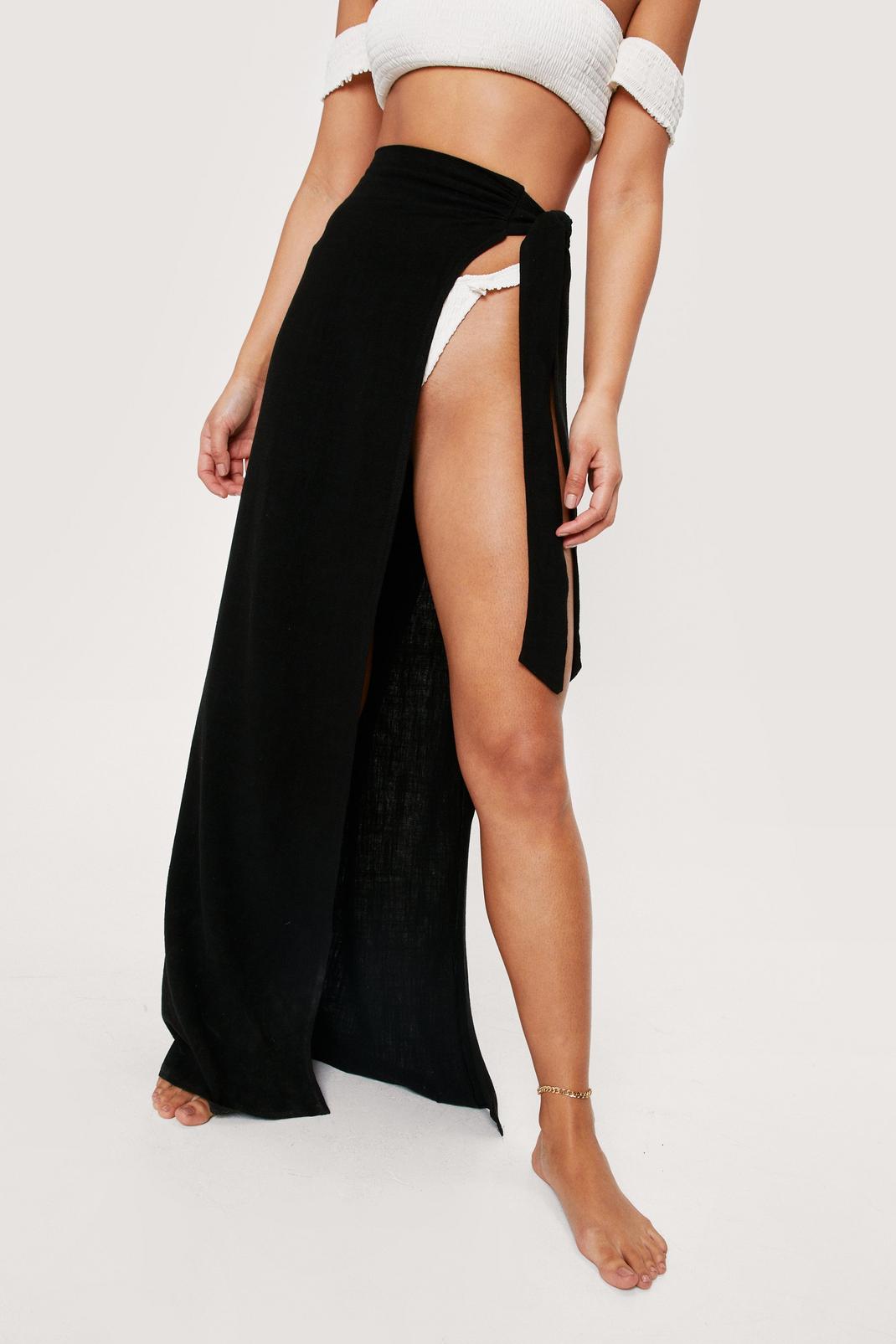 105 High Waisted Tie Side Maxi Cover Up Sarong image number 2