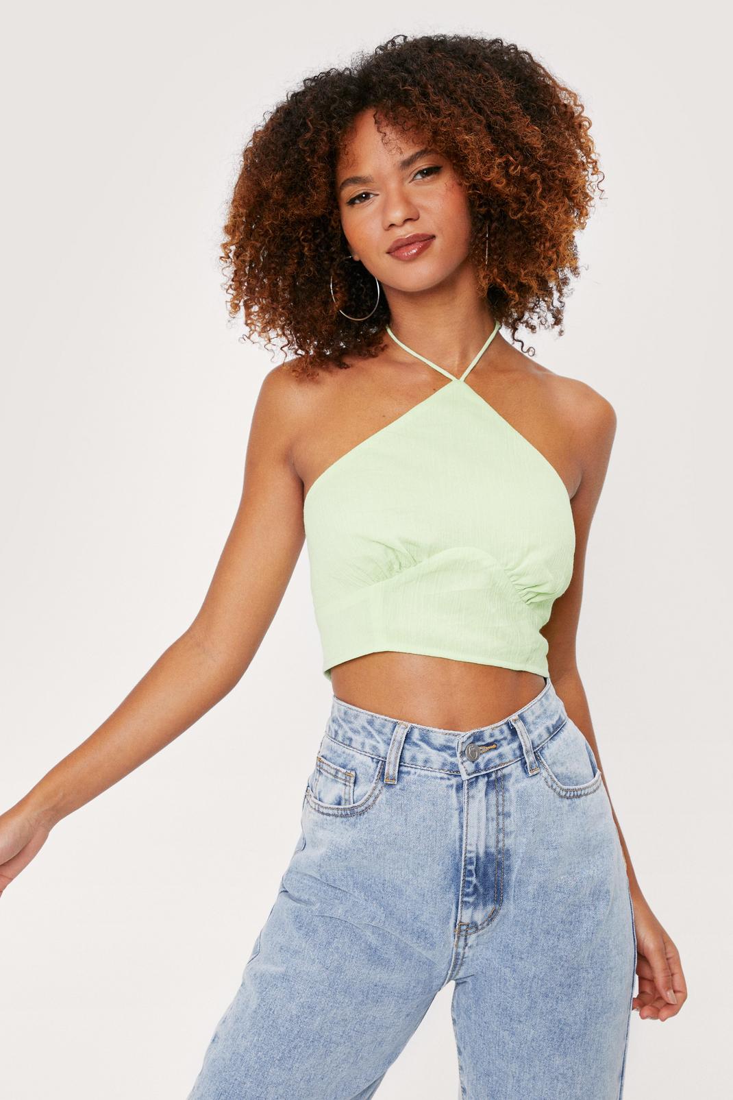 194 Halter Cupped Cropped Cami Top image number 1