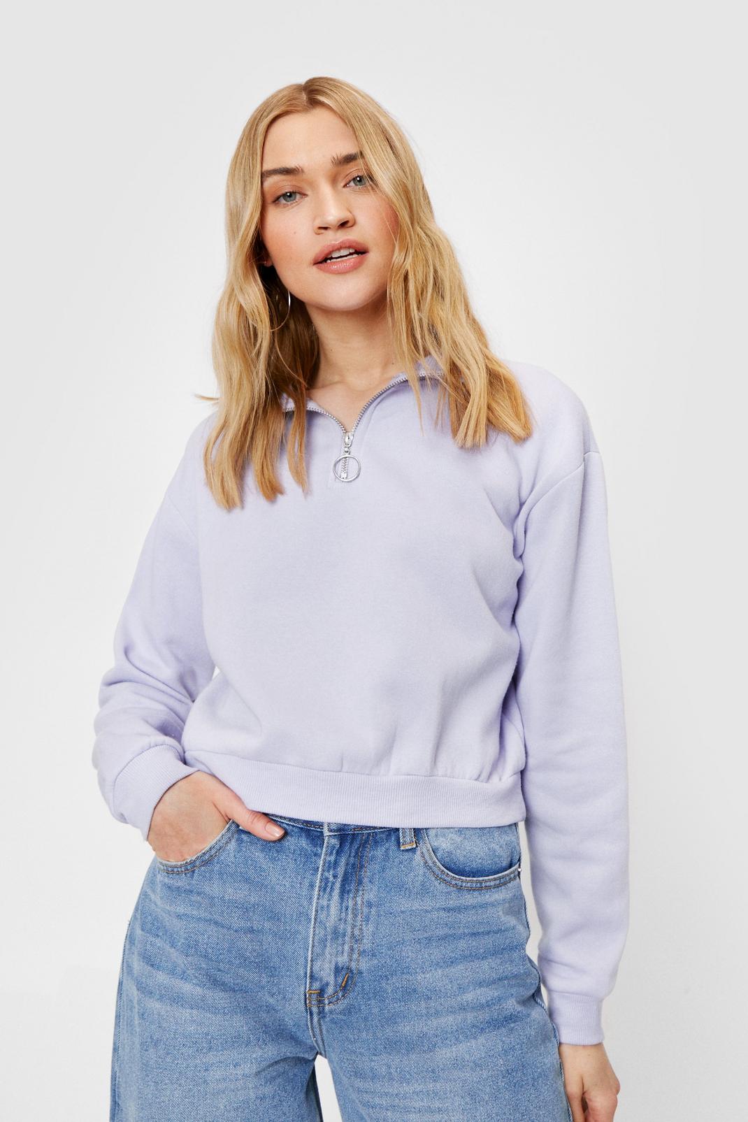 Lilac Quarter Zip Slouchy Sweatshirt image number 1