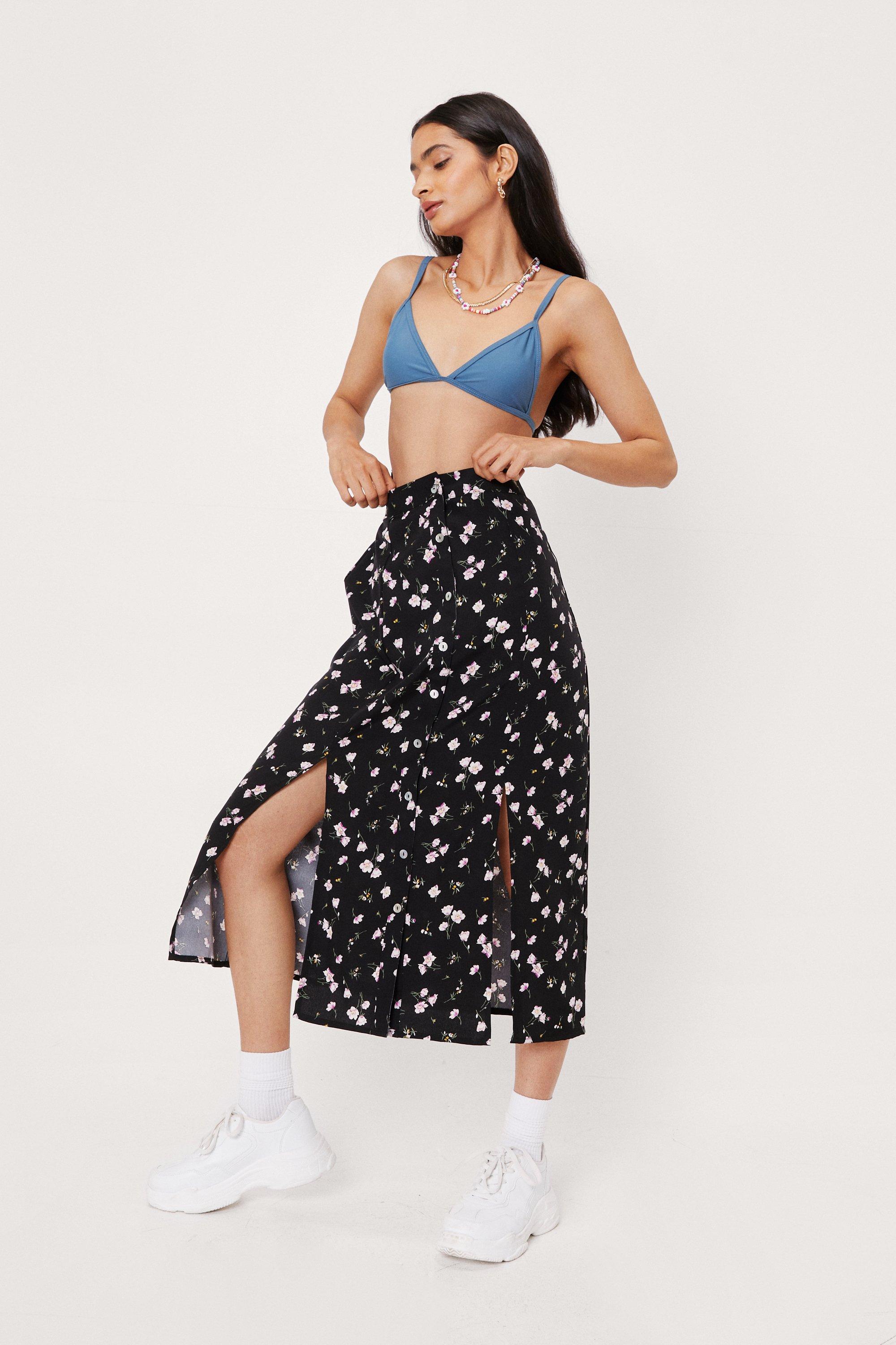 Nasty gal floral outlet midi skirt