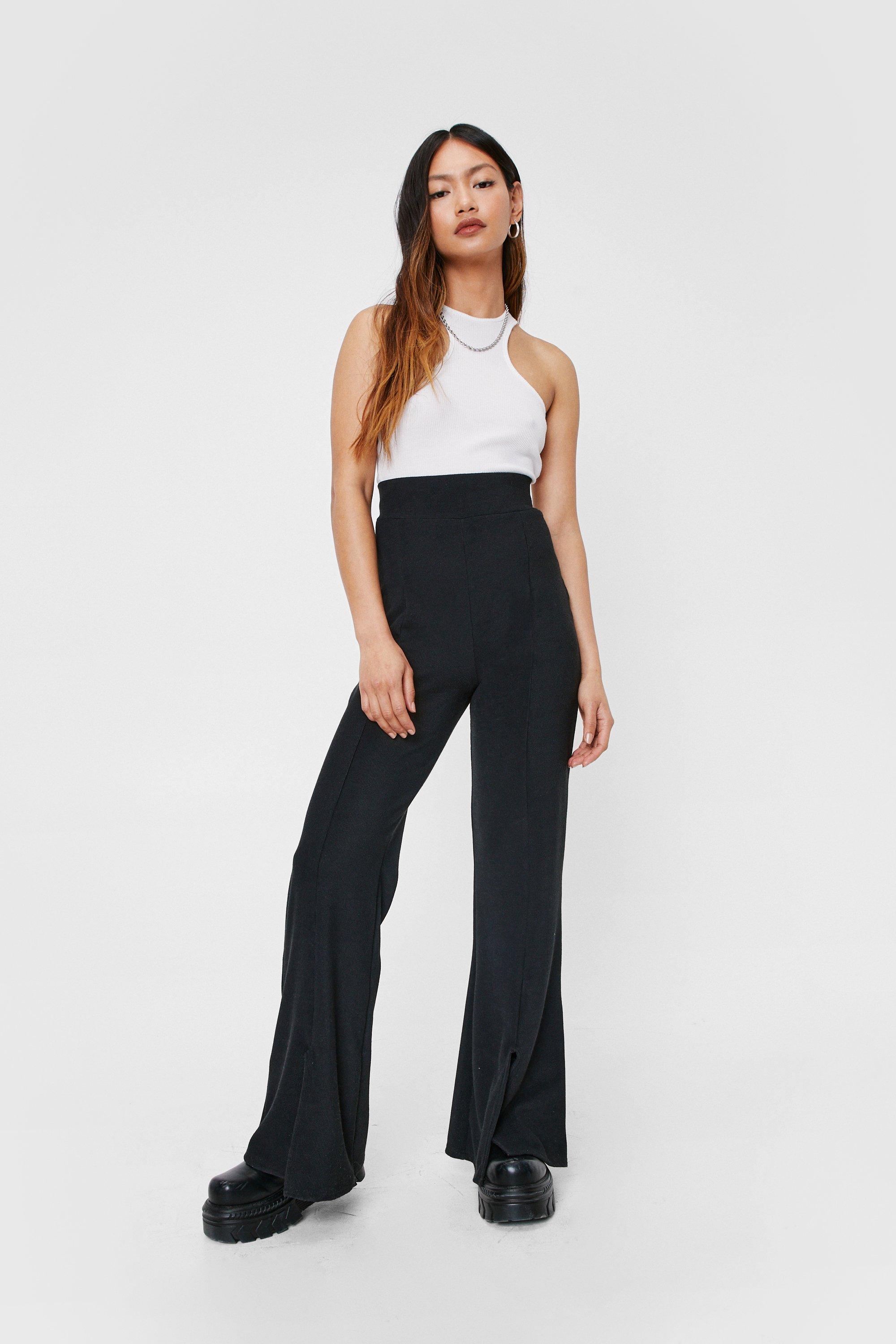 Pintuck Crop Flare - Black