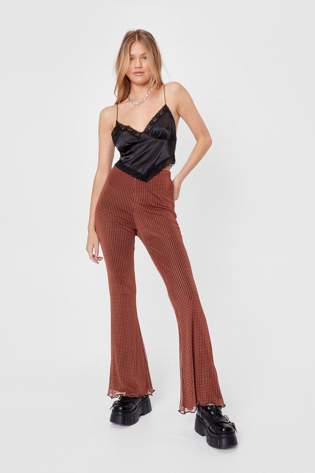 High rise gingham pants hot sale