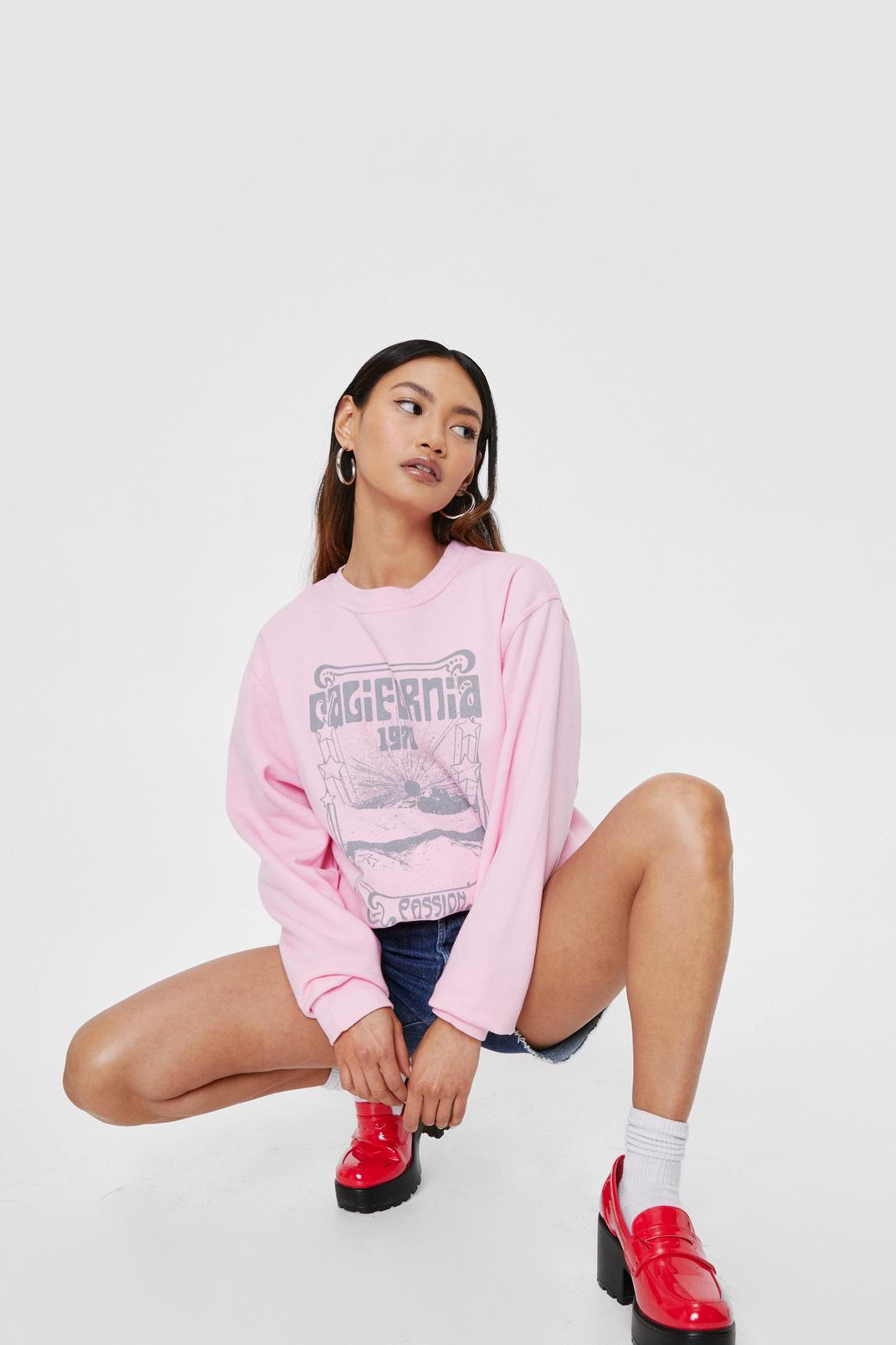 Pink Petite California Passion Graphic Sweatshirt image number 1