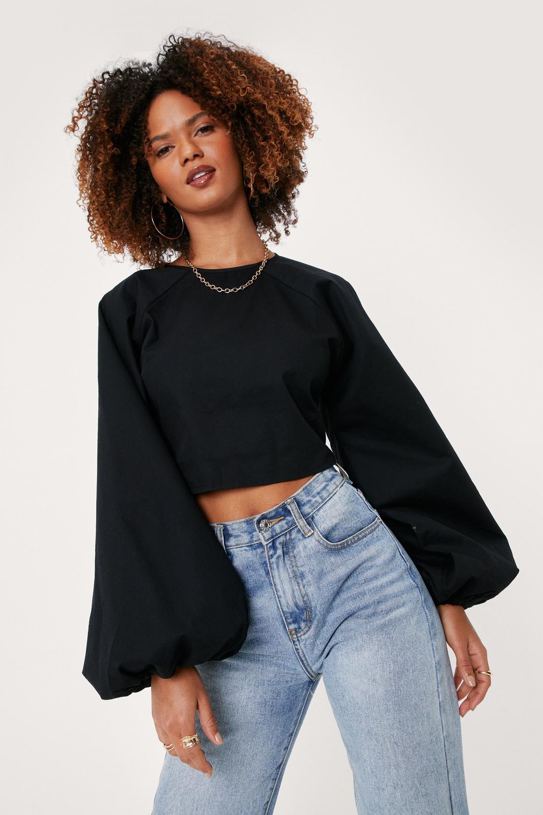 Oversized Puff Sleeve Cropped Blouse | Nasty Gal