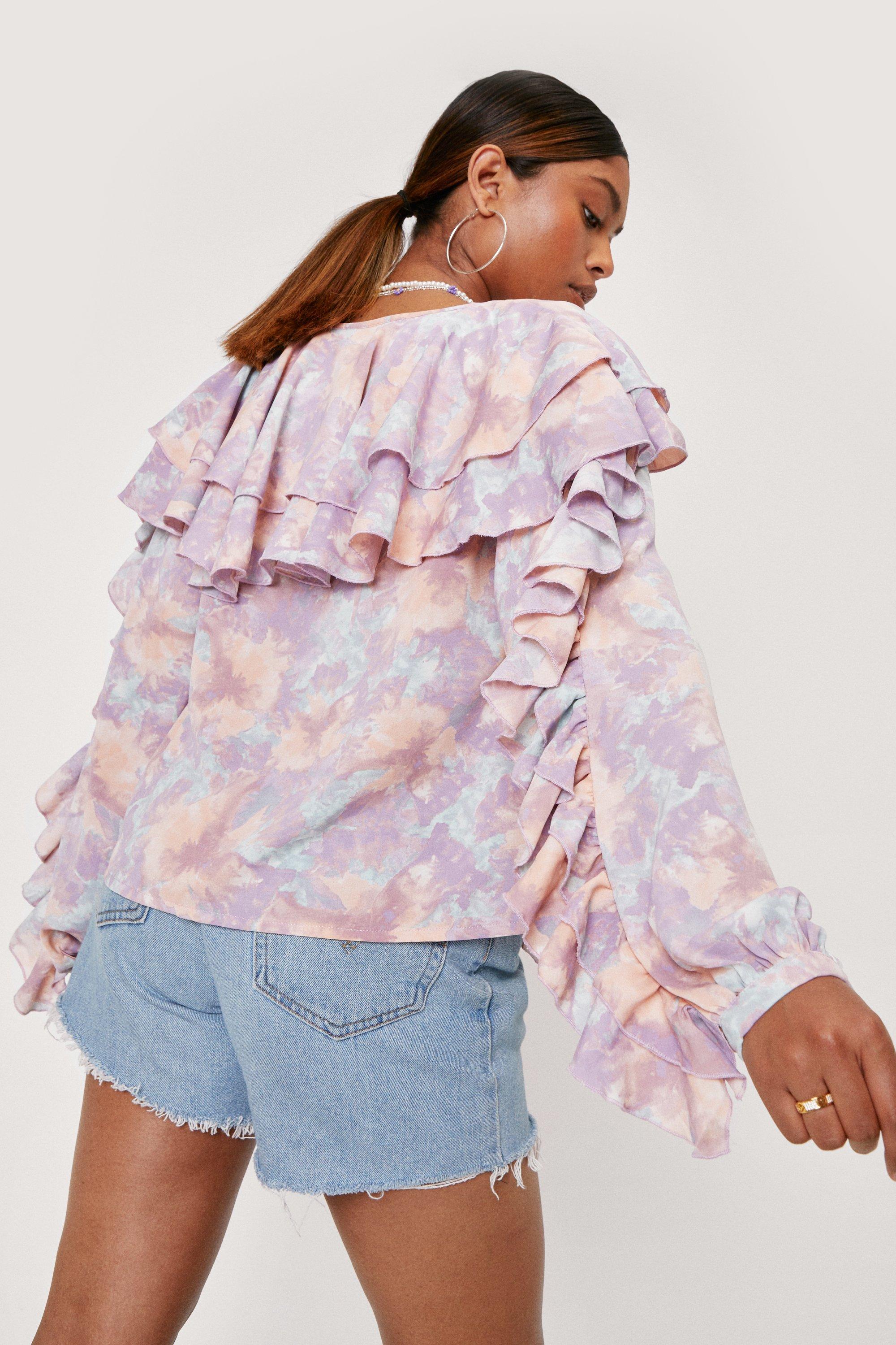 River Island floral ruffle blouse in pink