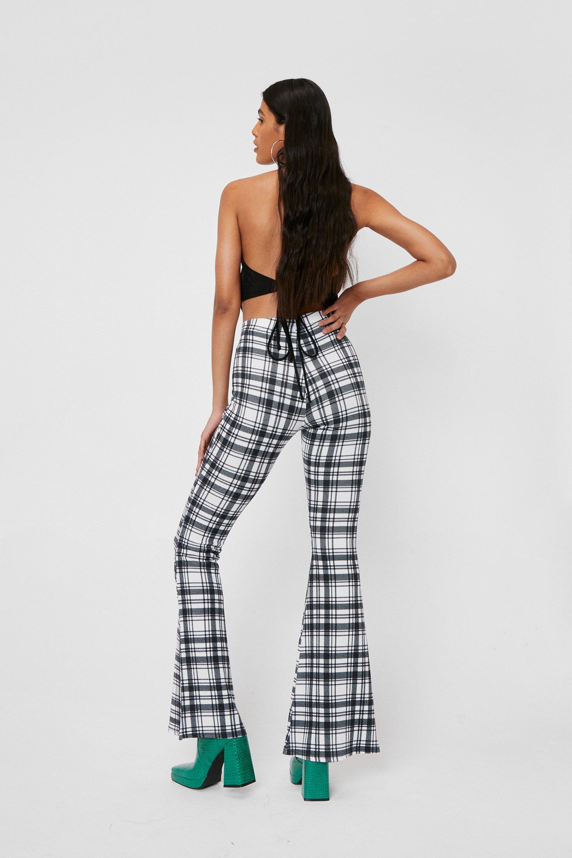 Pantalon discount flare carreaux